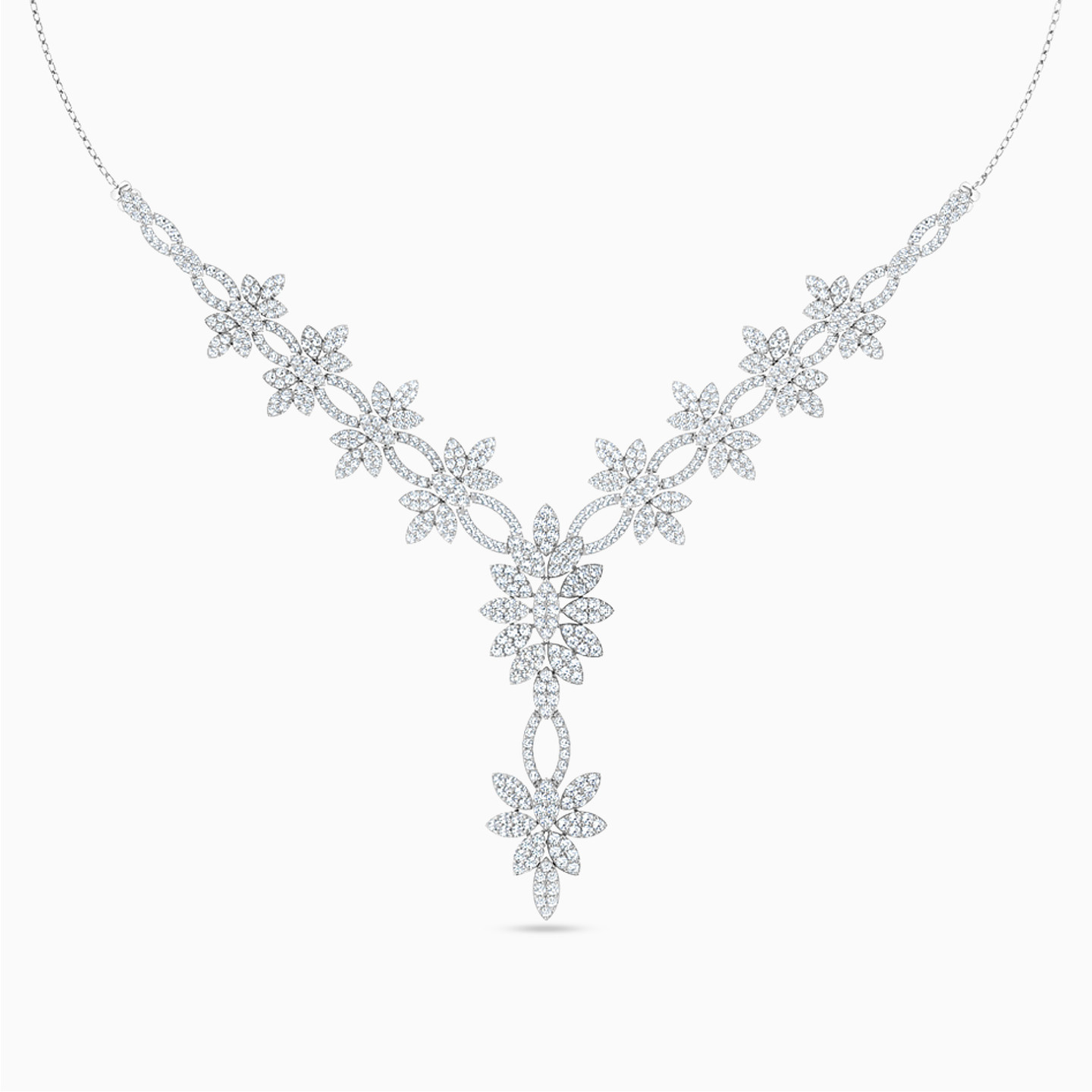 Flower Cubic Zirconia Full Set in 18K Gold (4 Pieces) - 2 Flower Cubic Zirconia Full Set in 18K Gold (4 Pieces) - 2