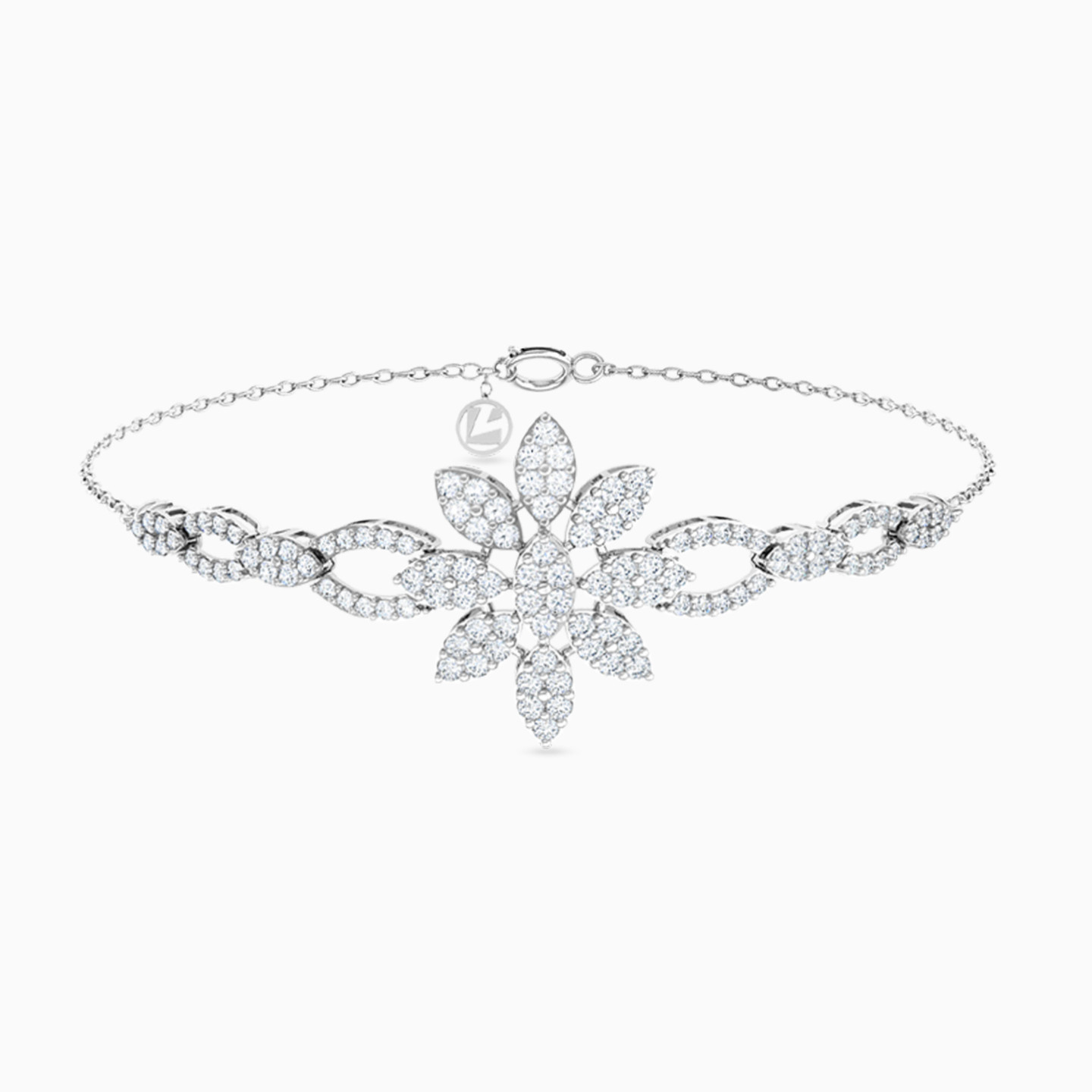 Flower Cubic Zirconia Full Set in 18K Gold (4 Pieces) - 3 Flower Cubic Zirconia Full Set in 18K Gold (4 Pieces) - 3