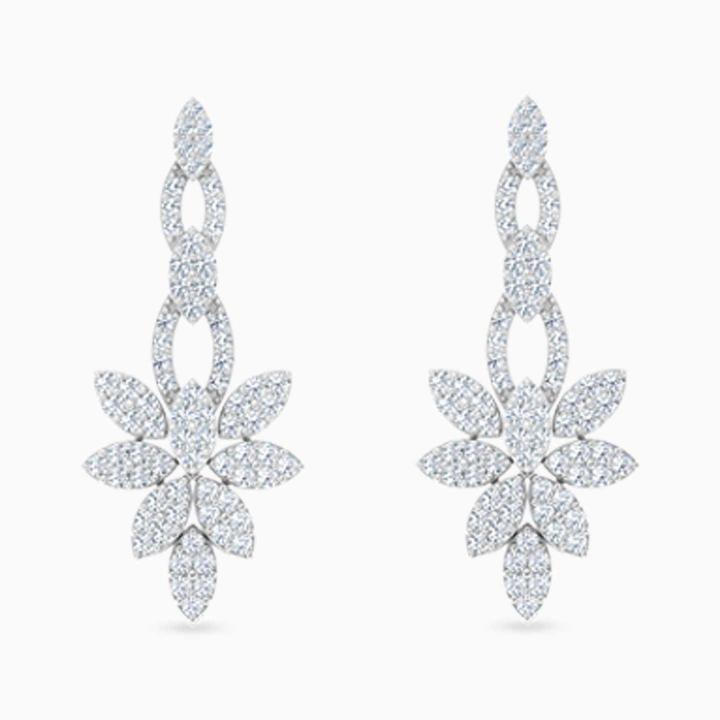 Flower Cubic Zirconia Full Set in 18K Gold (4 Pieces) - 5 Flower Cubic Zirconia Full Set in 18K Gold (4 Pieces) - 5