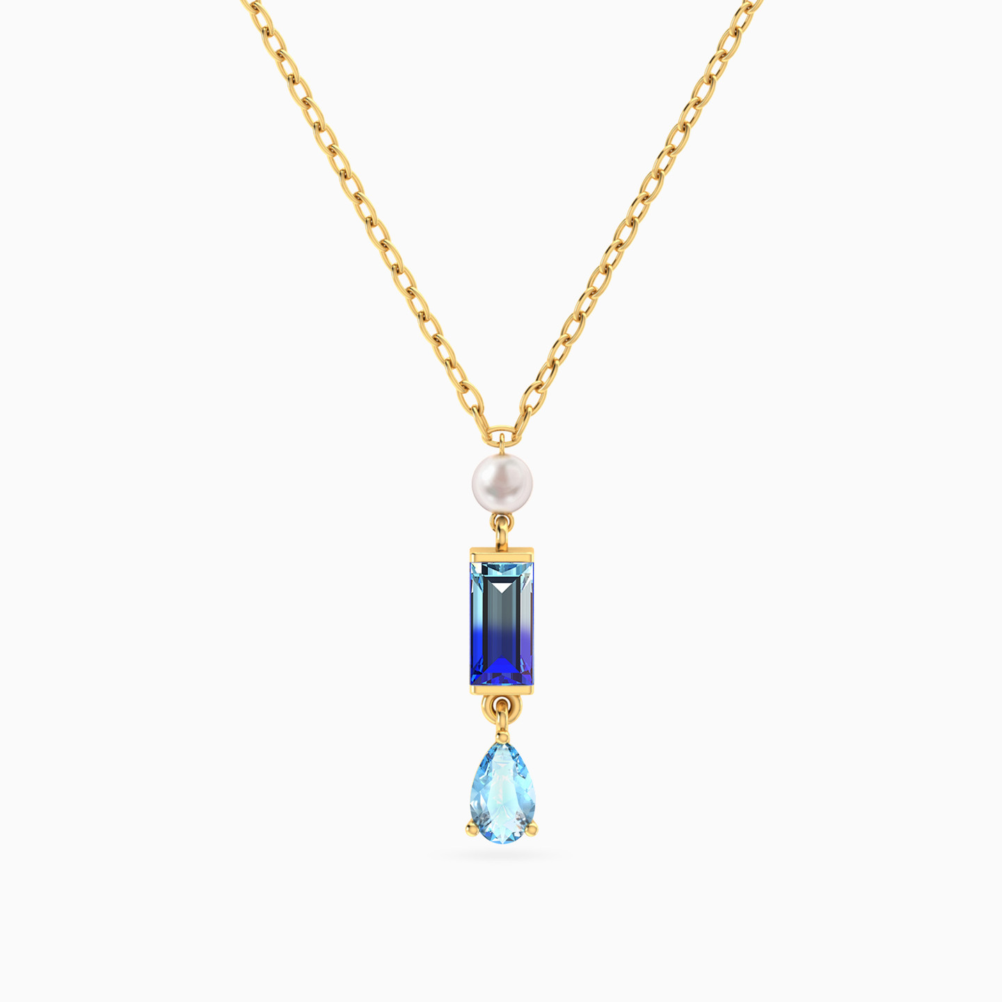 Pearl & Colored Stones Necklace in 18K Gold Pearl & Colored Stones Necklace in 18K Gold
