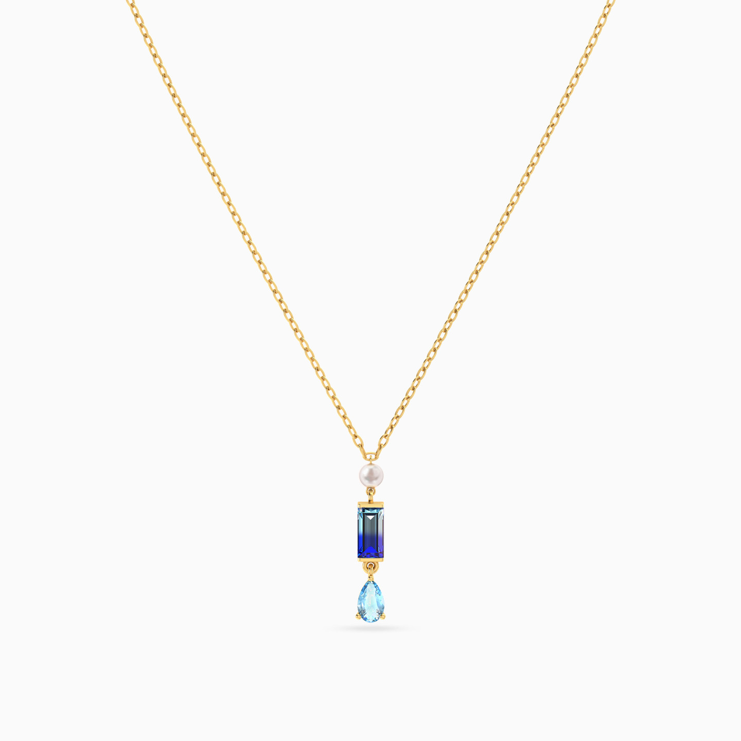 Pearl & Colored Stones Necklace in 18K Gold - 3 Pearl & Colored Stones Necklace in 18K Gold - 3