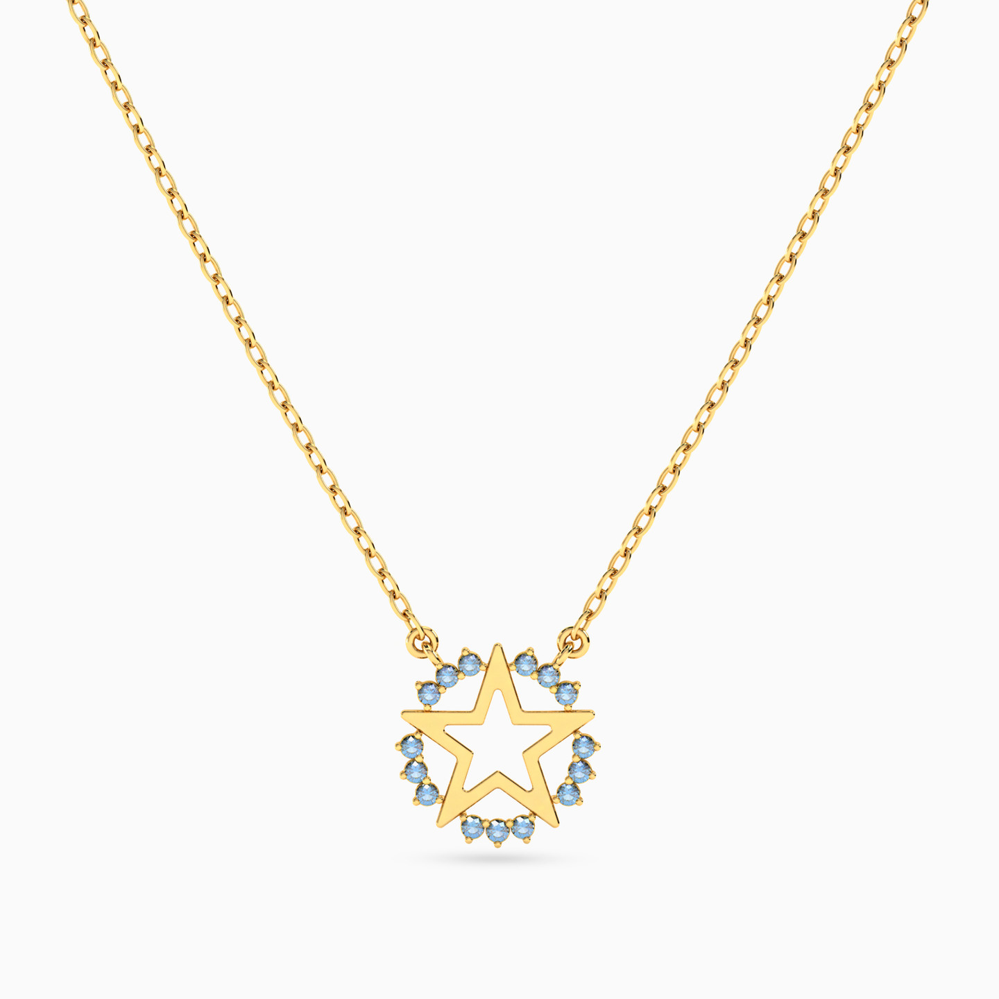 Star Colored Stones Necklace in 18K Gold Star Colored Stones Necklace in 18K Gold