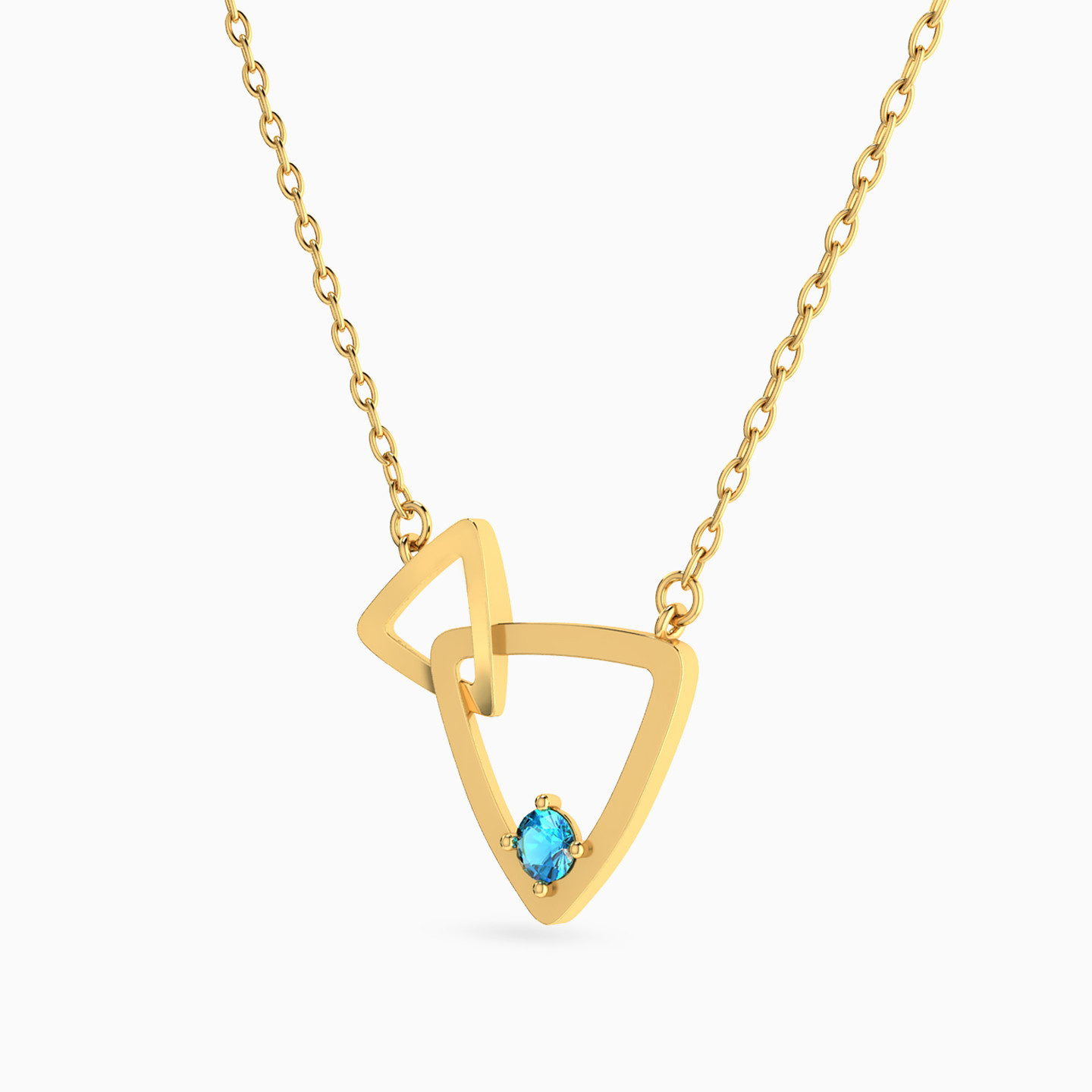 Triangle Colored Stone Necklace in 18K Gold - 2 Triangle Colored Stone Necklace in 18K Gold - 2