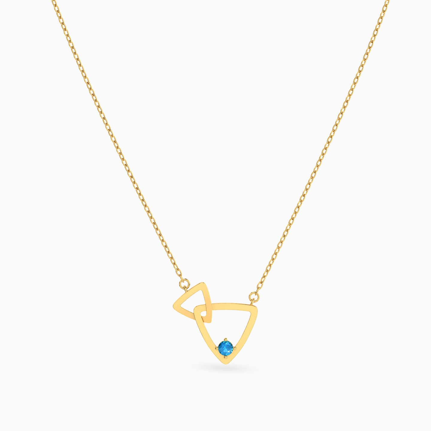 Triangle Colored Stone Necklace in 18K Gold - 3 Triangle Colored Stone Necklace in 18K Gold - 3