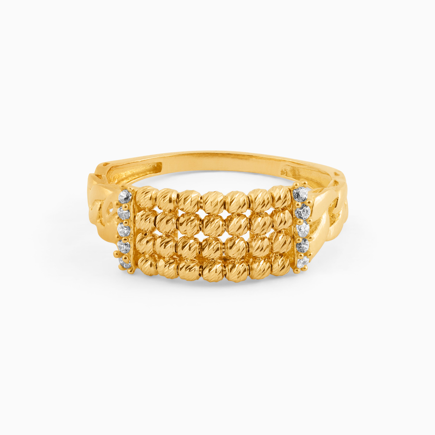 Beaded Cubic Zirconia Ring in 21K Gold Beaded Cubic Zirconia Ring in 21K Gold
