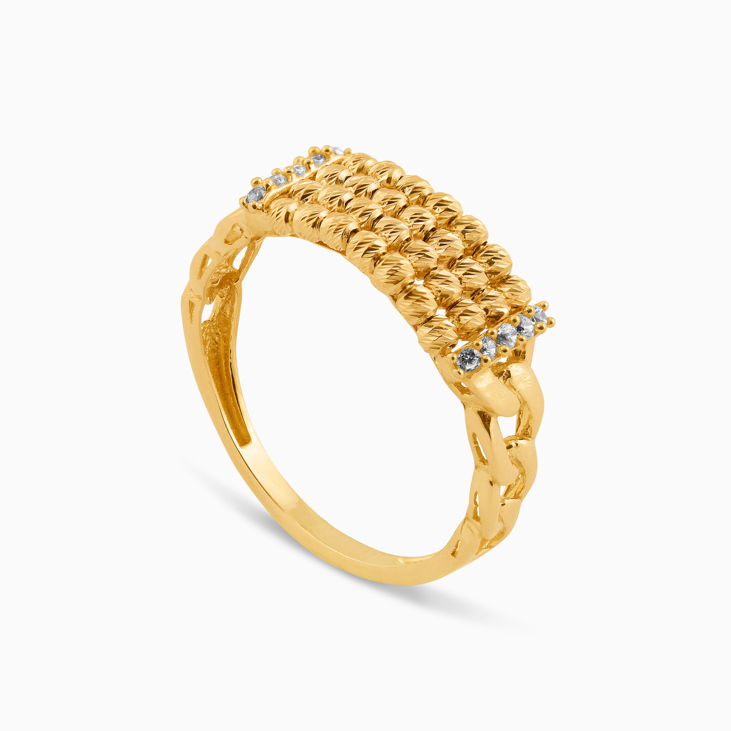 Beaded Cubic Zirconia Ring in 21K Gold - 2 Beaded Cubic Zirconia Ring in 21K Gold - 2
