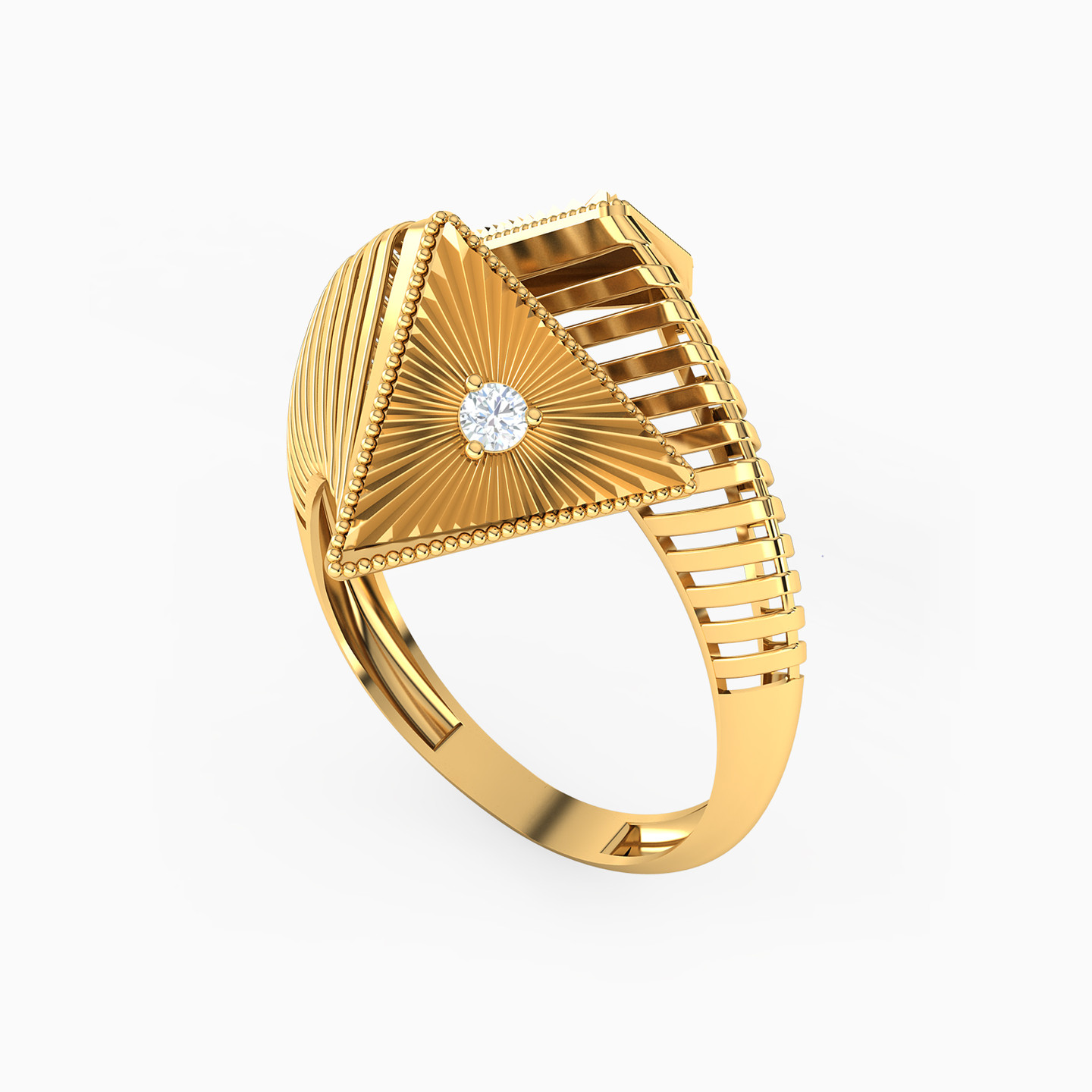 Triangle Cubic Zirconia Two headed Ring in 21K Gold - 2 Triangle Cubic Zirconia Two headed Ring in 21K Gold - 2