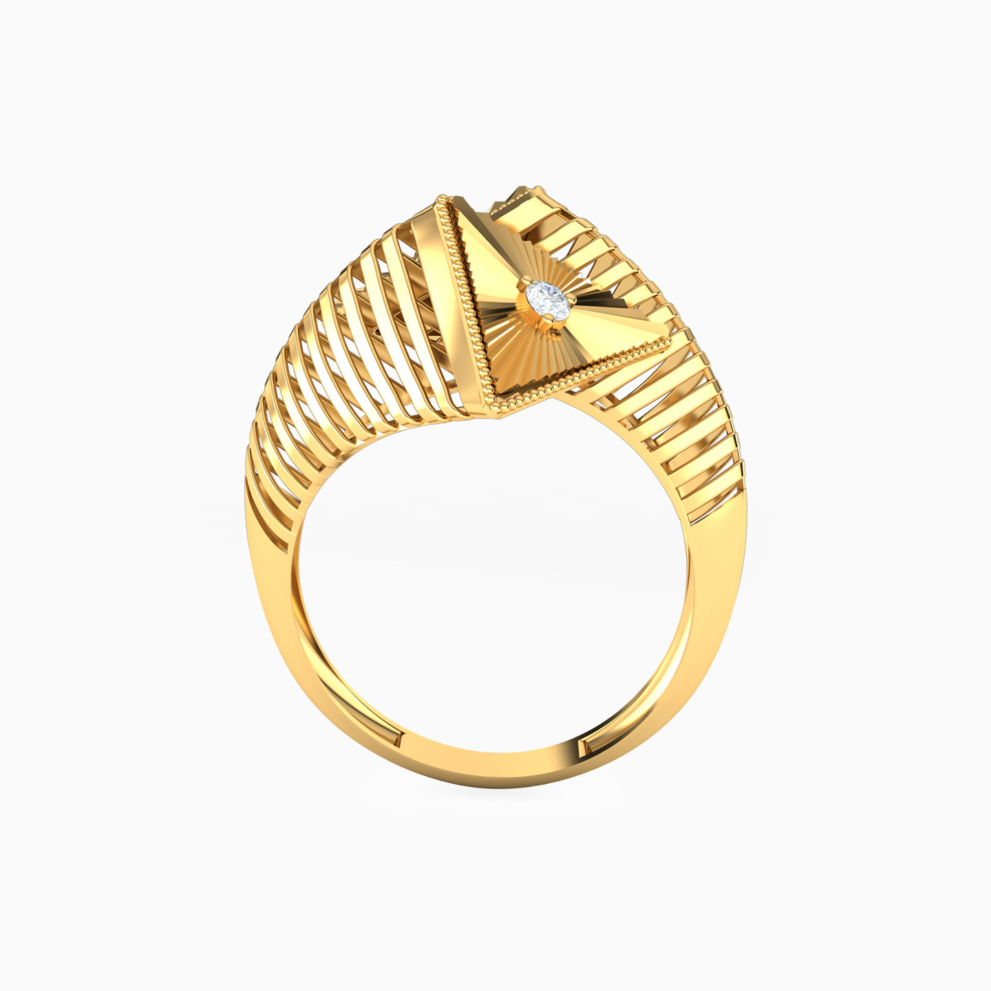 Triangle Cubic Zirconia Two headed Ring in 21K Gold - 3 Triangle Cubic Zirconia Two headed Ring in 21K Gold - 3