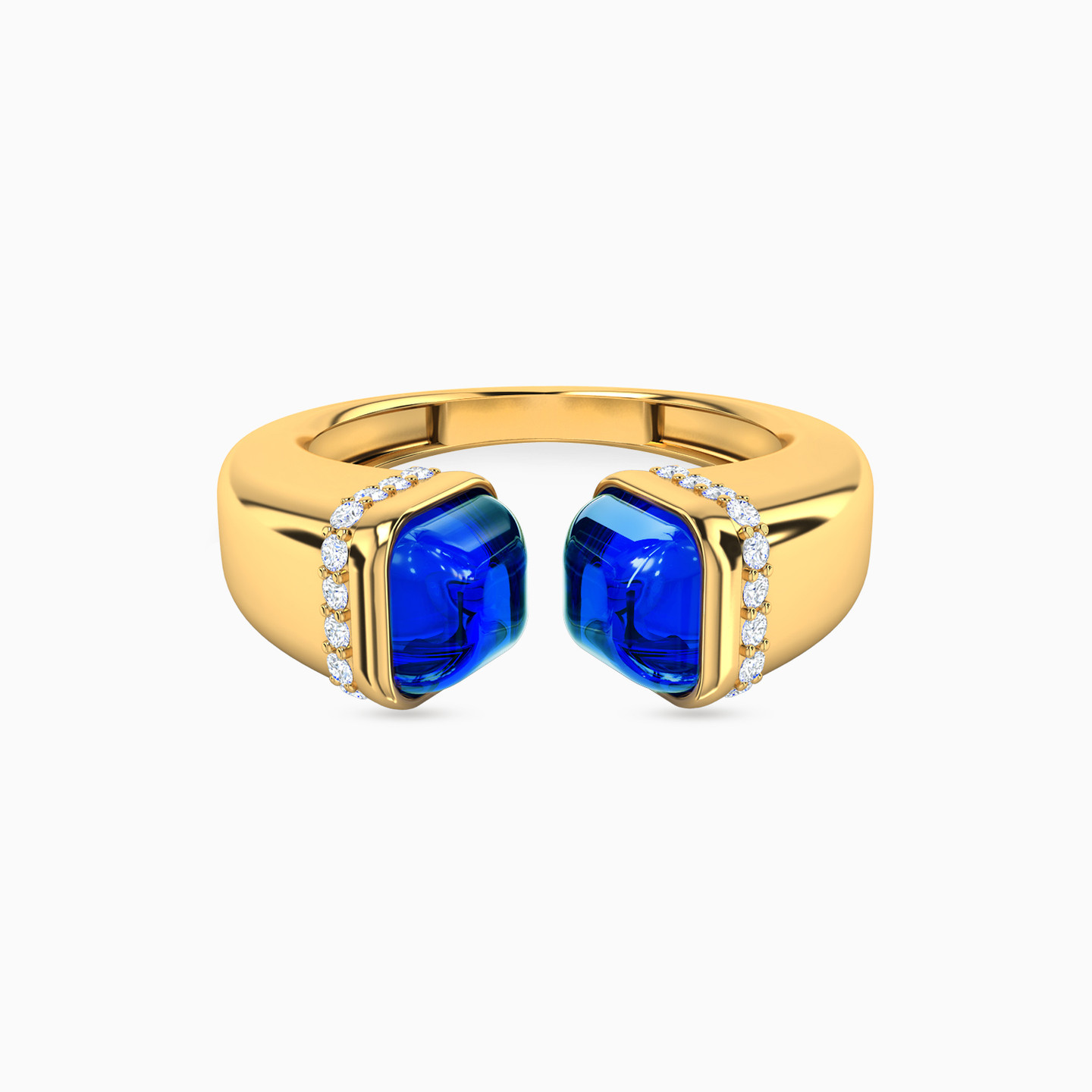 Square Blue Stone Two headed Ring in 18K Gold Square Blue Stone Two headed Ring in 18K Gold