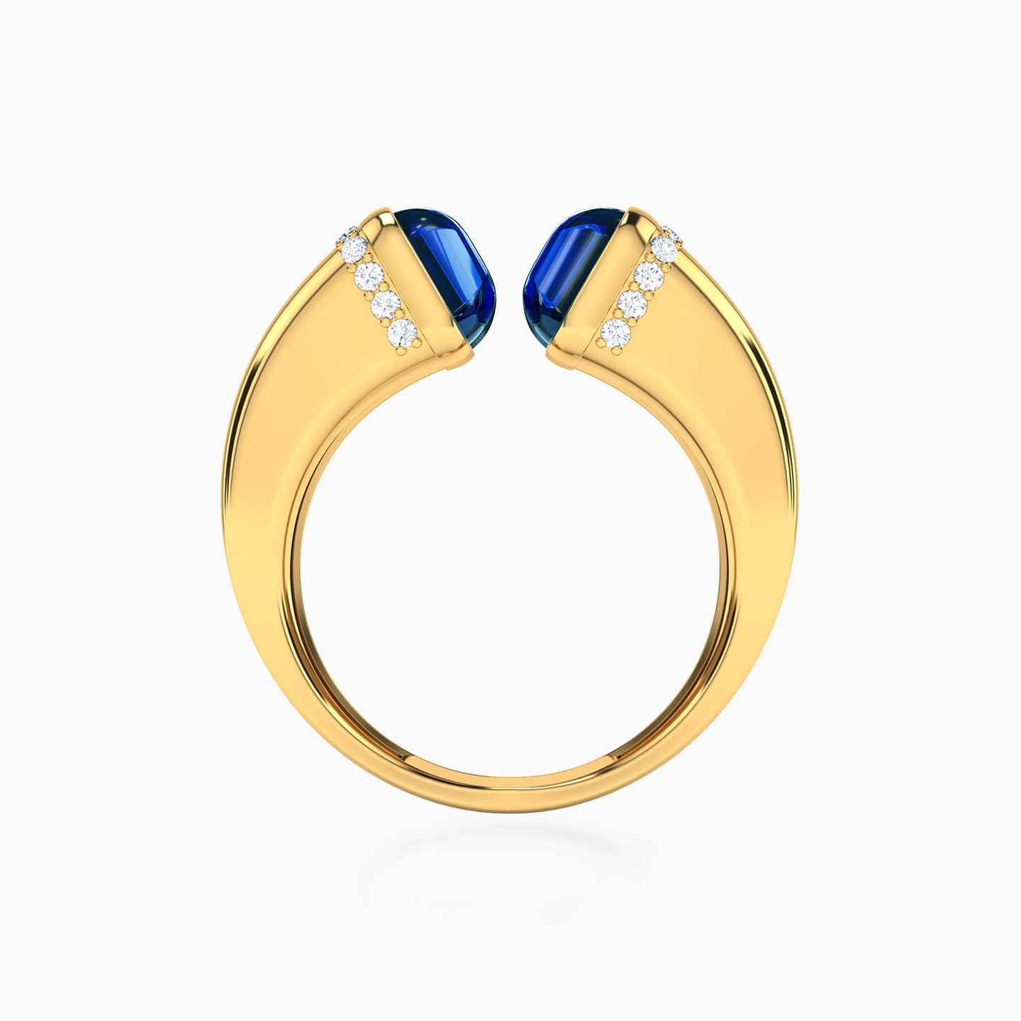 Square Blue Stone Two headed Ring in 18K Gold - 3 Square Blue Stone Two headed Ring in 18K Gold - 3