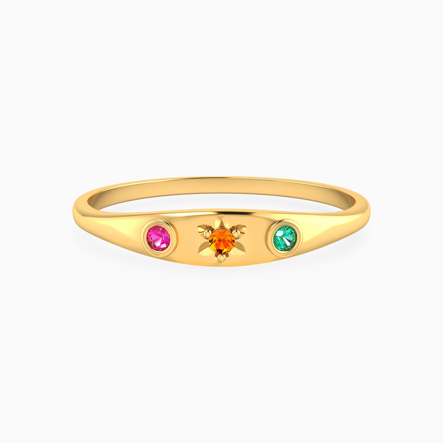 18K Gold Colored Stones Statement Ring