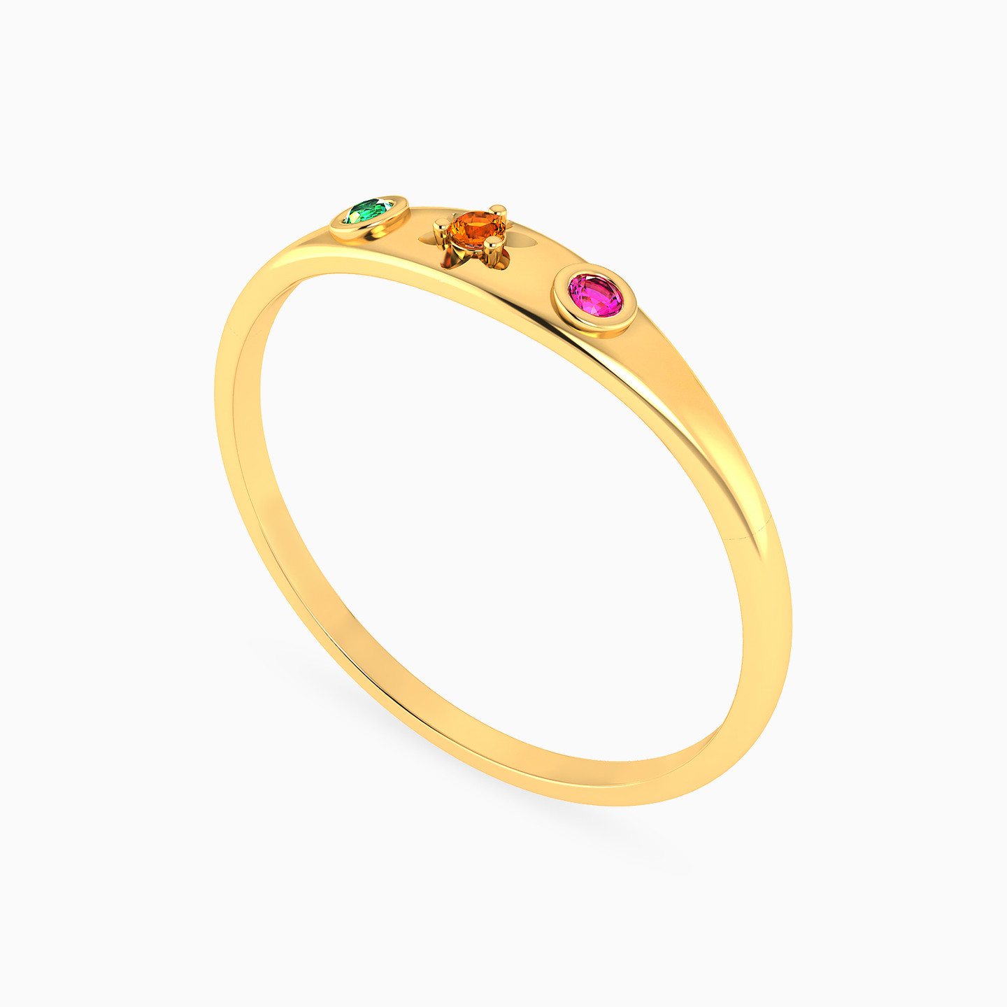 18K Gold Colored Stones Statement Ring - 2