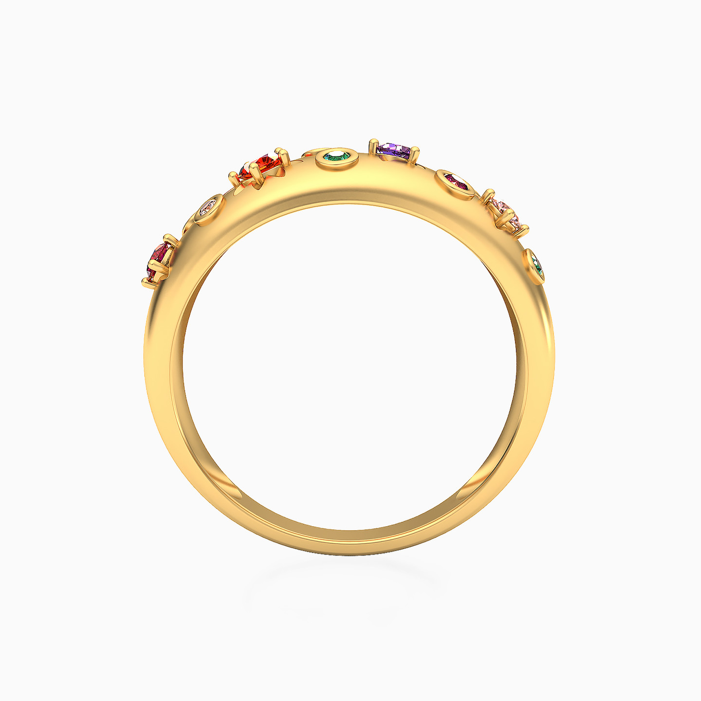18K Gold Colored Stones Statement Ring - 3