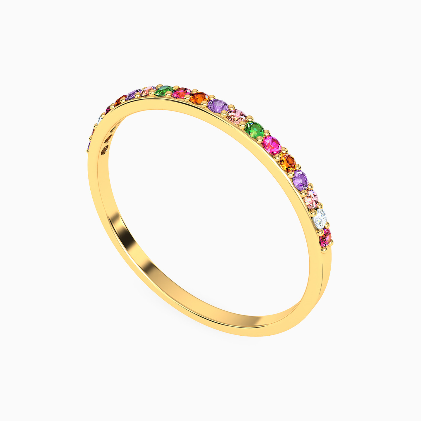 18K Gold Colored Stones Statement Ring - 2