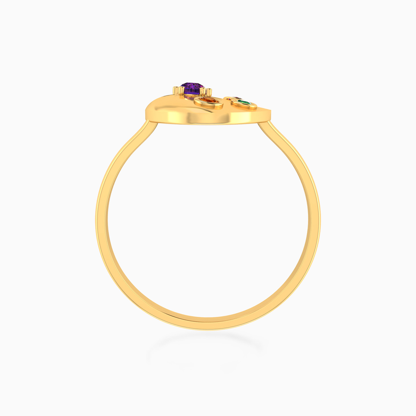 18K Gold Colored Stones Statement Ring - 3