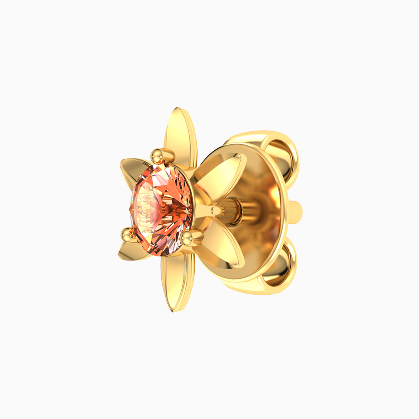 18K Gold Colored Stones Stud Earrings - 4