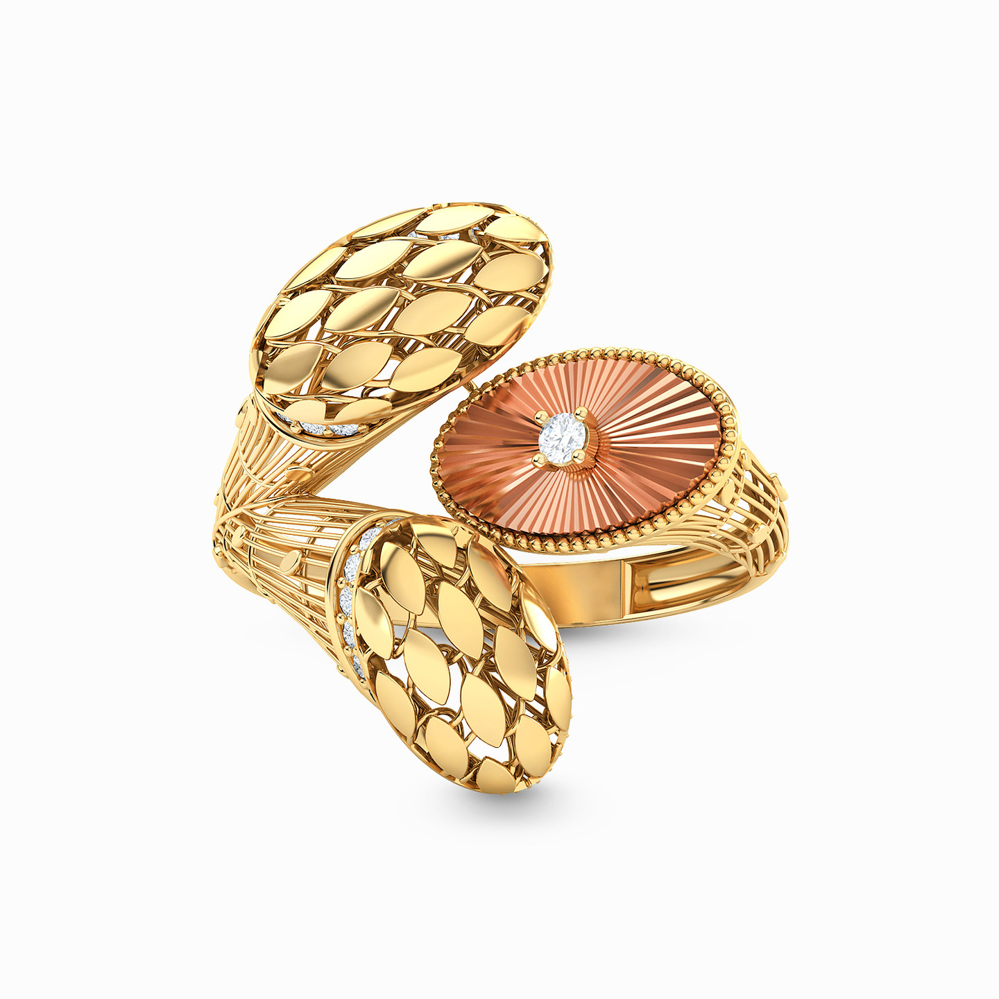Oval Cubic Zirconia Two headed Ring in 21K Gold Oval Cubic Zirconia Two headed Ring in 21K Gold