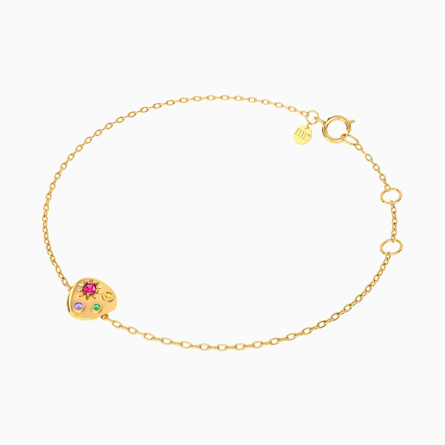 18K Gold Colored Stones Chain Bracelet - 2