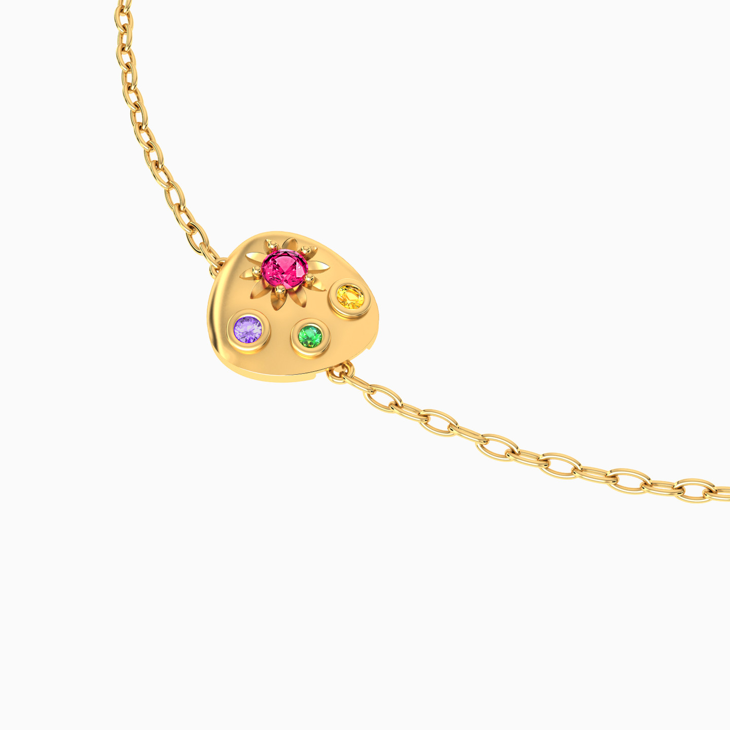 18K Gold Colored Stones Chain Bracelet - 3