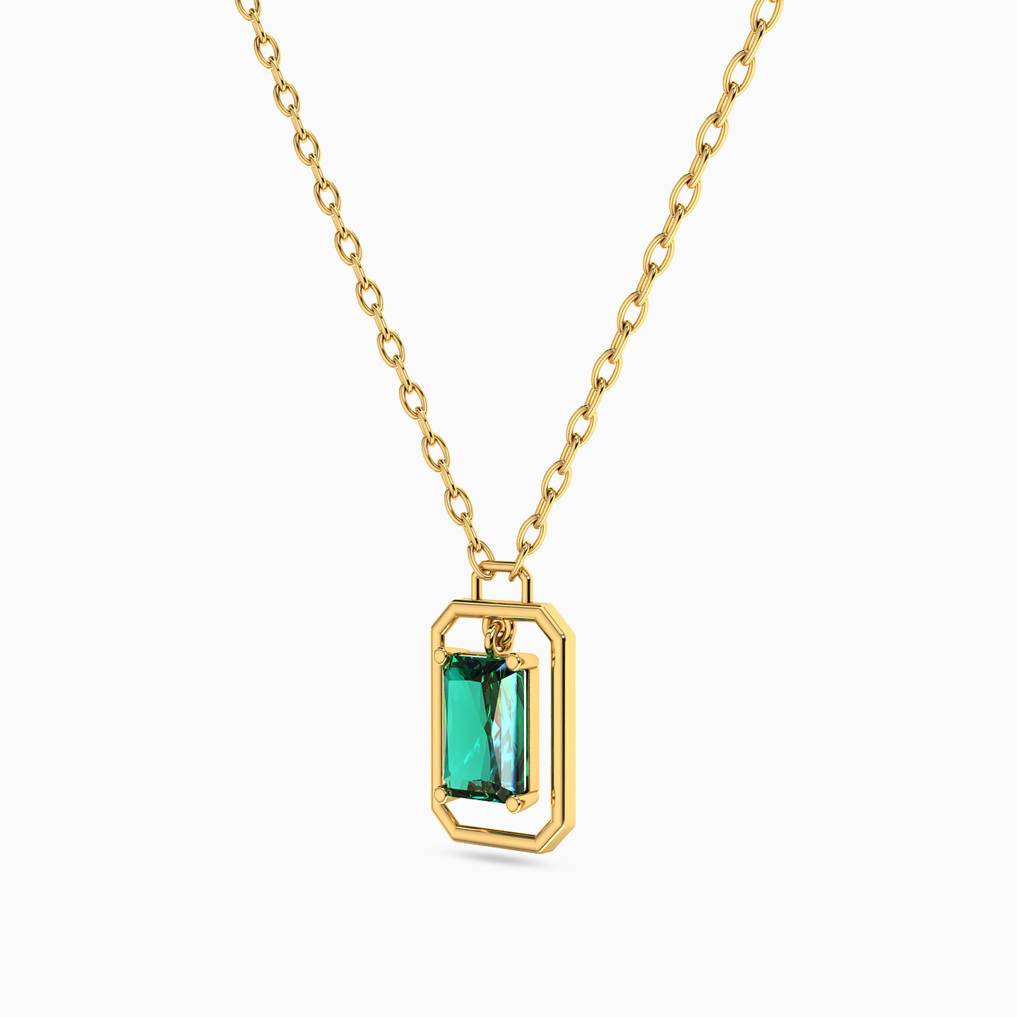 18K Gold Colored Stones Pendant Necklace - 2