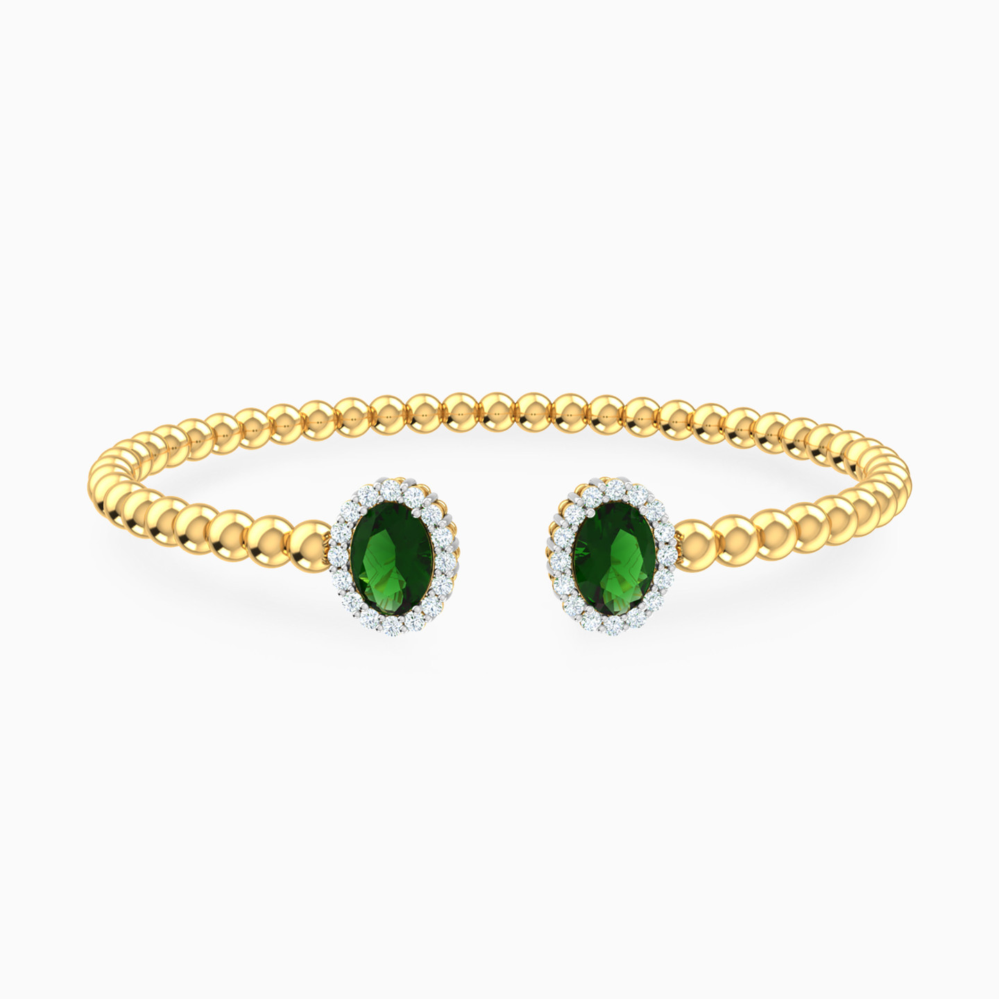 Oval Green Stones Bangle Bracelet in 18K Gold Oval Green Stones Bangle Bracelet in 18K Gold