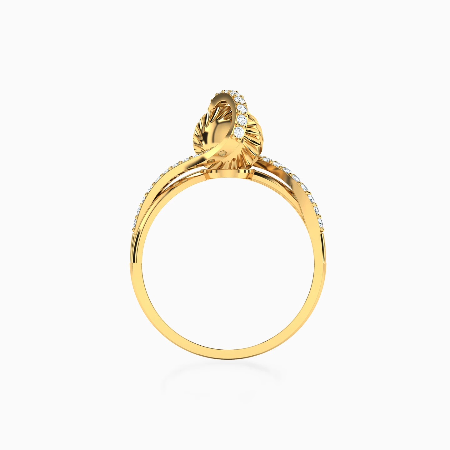 Twist Cubic Zirconia Ring in 21K Gold - 3 Twist Cubic Zirconia Ring in 21K Gold - 3