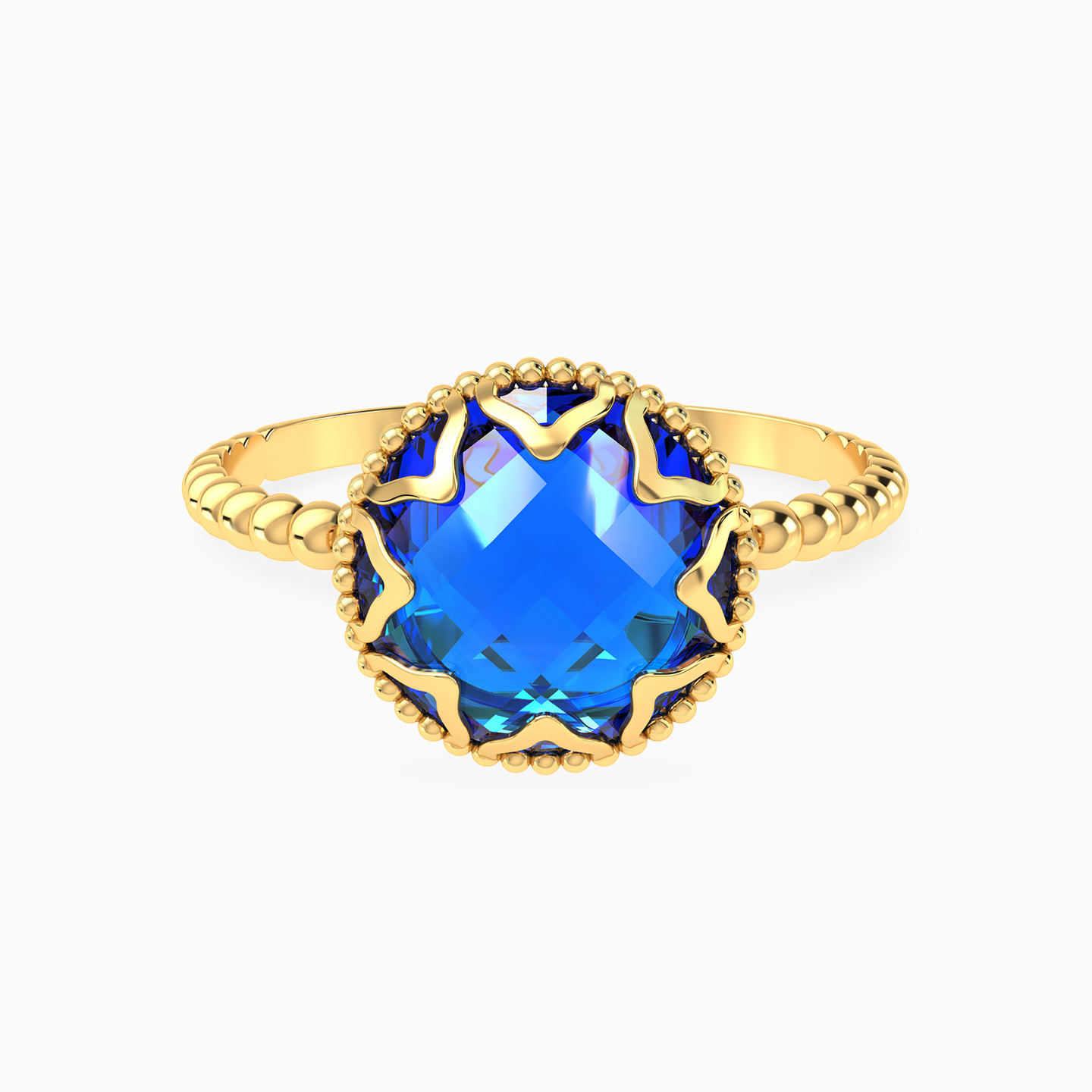 Round Blue Stone Statement Ring in 18K Gold Round Blue Stone Statement Ring in 18K Gold