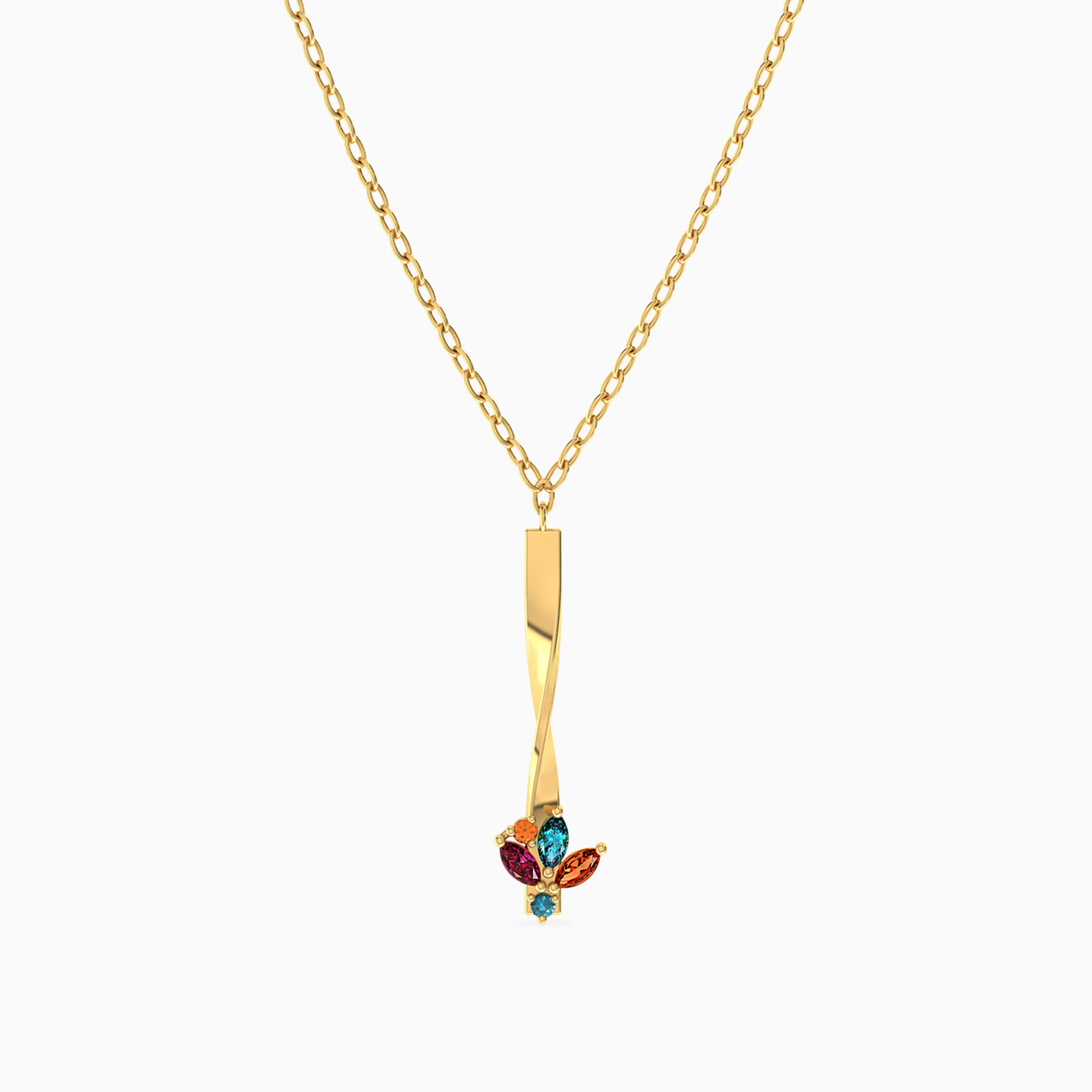 Bar Colored Stones Necklace in 18K Gold Bar Colored Stones Necklace in 18K Gold