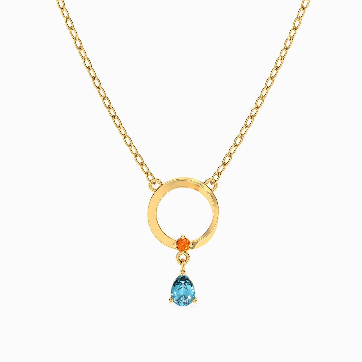 Circular Colored Stone Necklace in 18K Gold Circular Colored Stone Necklace in 18K Gold