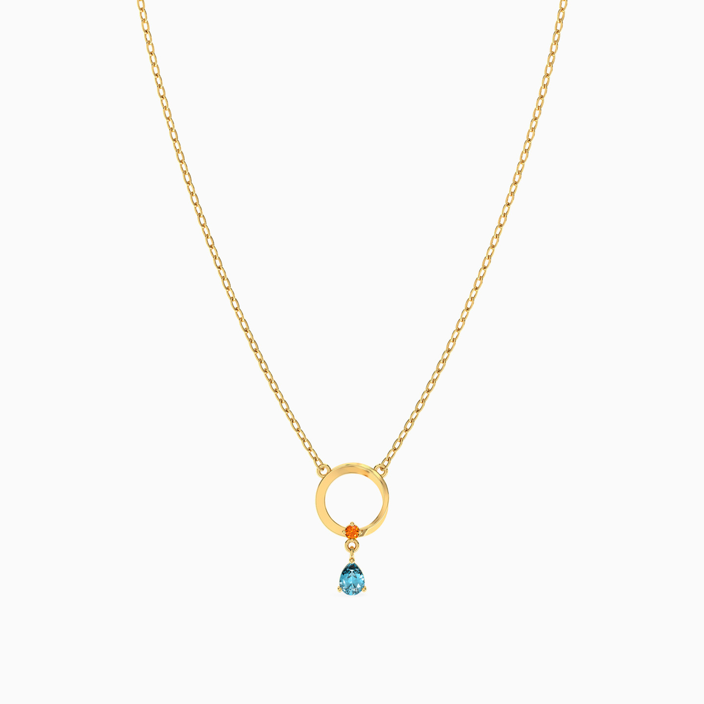 Circular Colored Stone Necklace in 18K Gold - 3 Circular Colored Stone Necklace in 18K Gold - 3