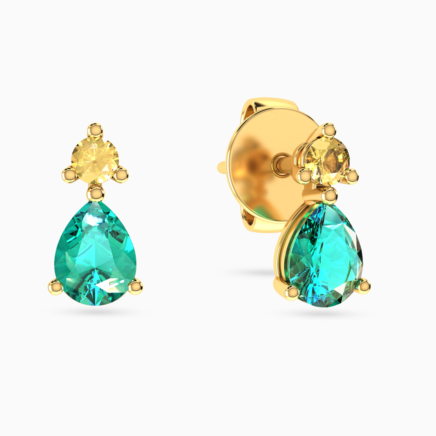 Multi-Shaped Colored Stones Stud Earrings in 18K Gold Multi-Shaped Colored Stones Stud Earrings in 18K Gold