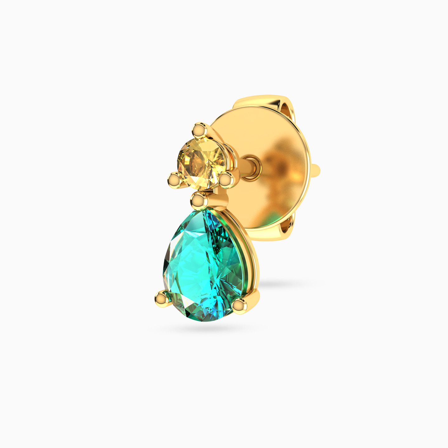 Multi-Shaped Colored Stones Stud Earrings in 18K Gold - 4 Multi-Shaped Colored Stones Stud Earrings in 18K Gold - 4