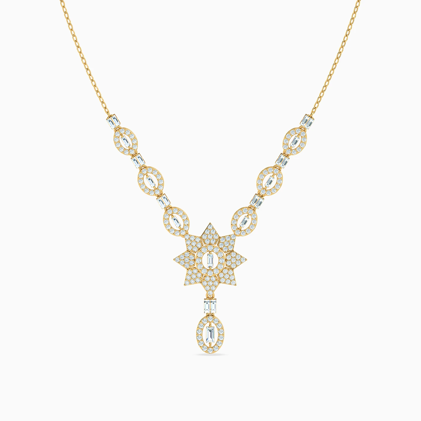 Flower Cubic Zirconia Full Set in 18K Gold (4 Pieces) - 2 Flower Cubic Zirconia Full Set in 18K Gold (4 Pieces) - 2