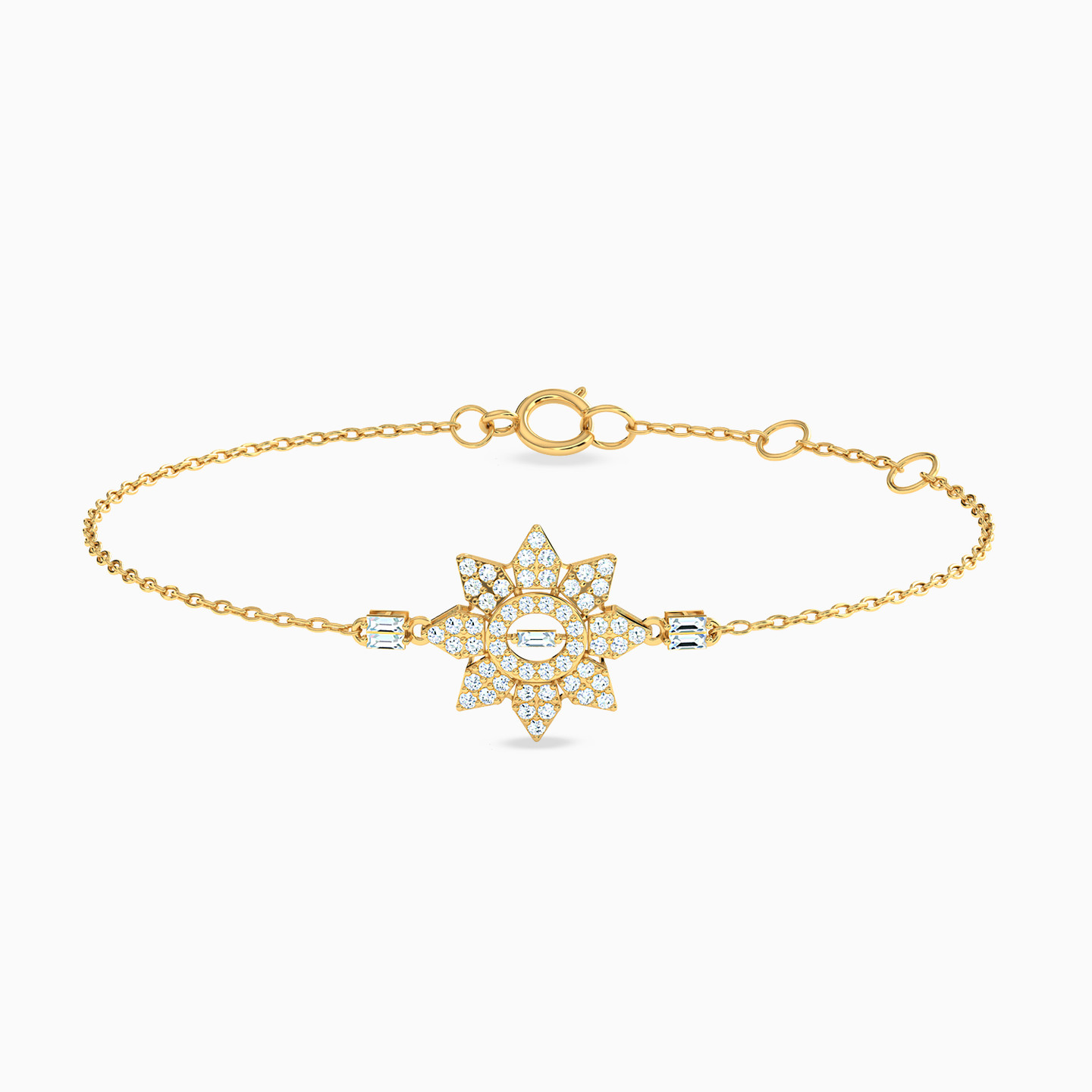 Flower Cubic Zirconia Full Set in 18K Gold (4 Pieces) - 3 Flower Cubic Zirconia Full Set in 18K Gold (4 Pieces) - 3