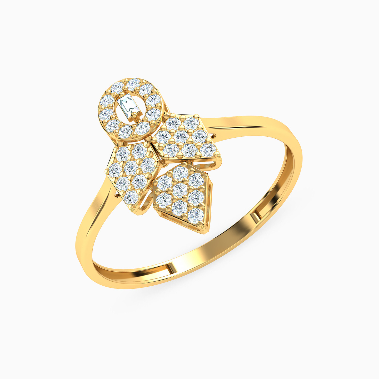Flower Cubic Zirconia Full Set in 18K Gold (4 Pieces) - 4 Flower Cubic Zirconia Full Set in 18K Gold (4 Pieces) - 4