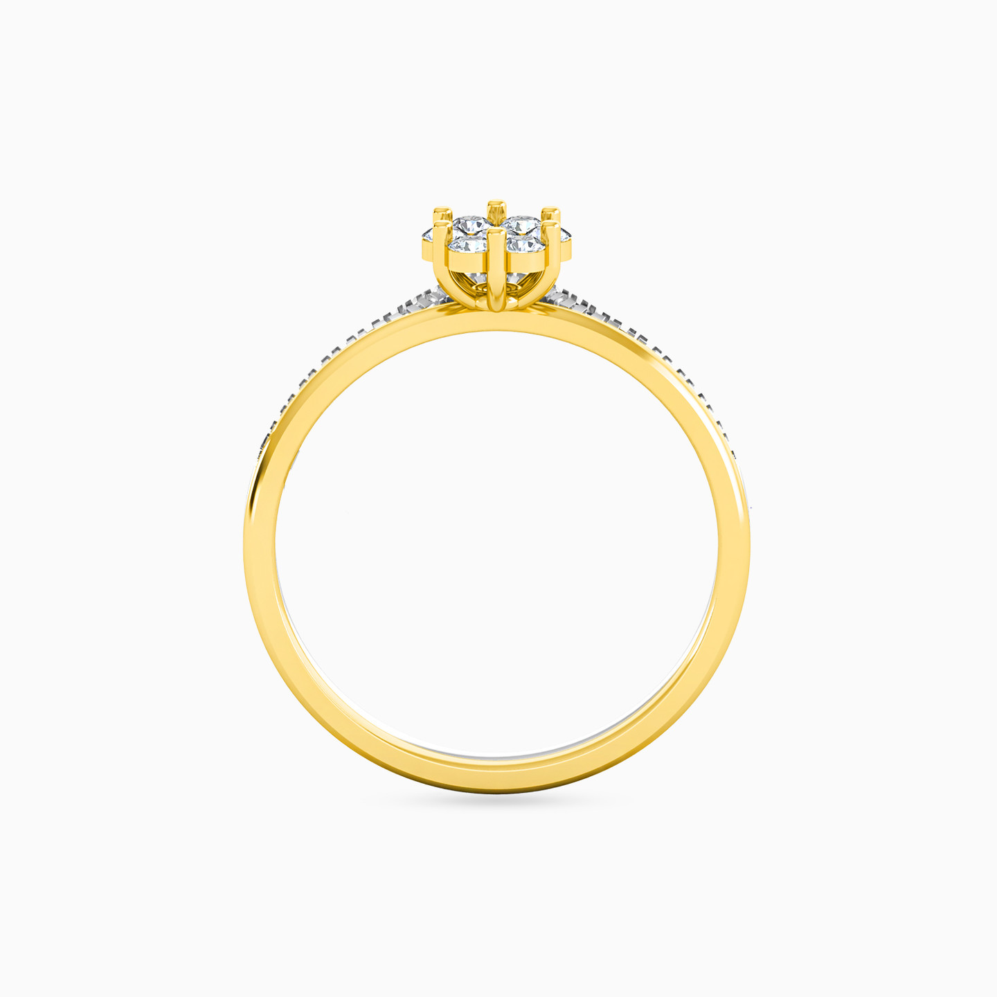Flower Diamonds Twin Rings in 18K Gold - 4 Flower Diamonds Twin Rings in 18K Gold - 4