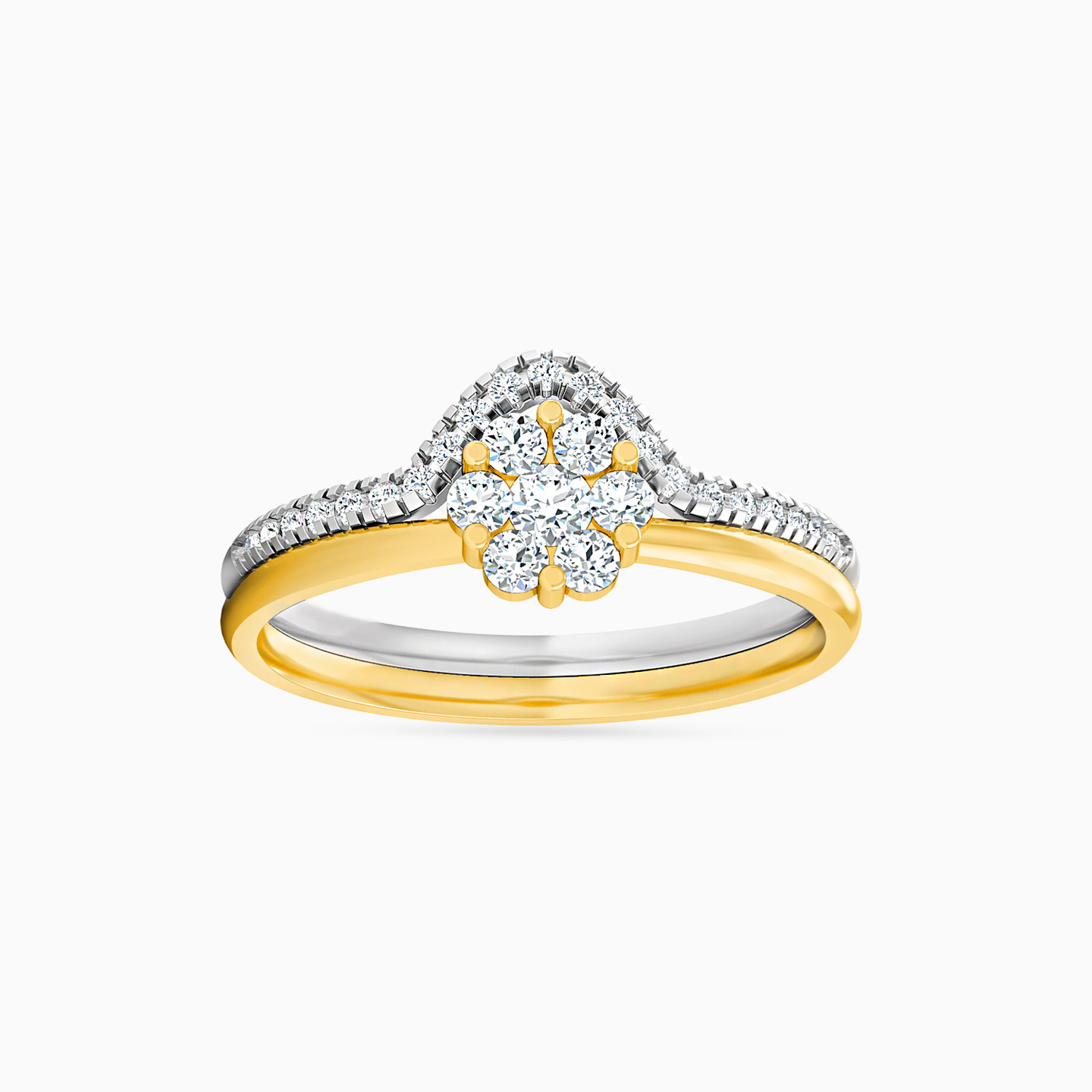 Flower Diamonds Twin Rings in 18K Gold Flower Diamonds Twin Rings in 18K Gold