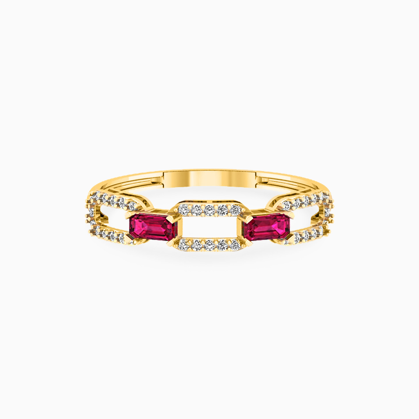 Baguette Diamonds & Rose Stone Statement Ring in 18K Gold Baguette Diamonds & Rose Stone Statement Ring in 18K Gold