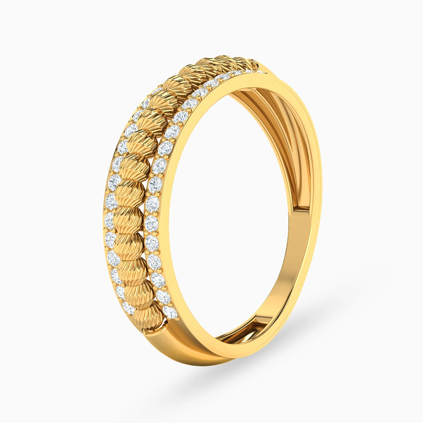 Beaded Cubic Zirconia Twin Rings in 21K Gold - 3 Beaded Cubic Zirconia Twin Rings in 21K Gold - 3