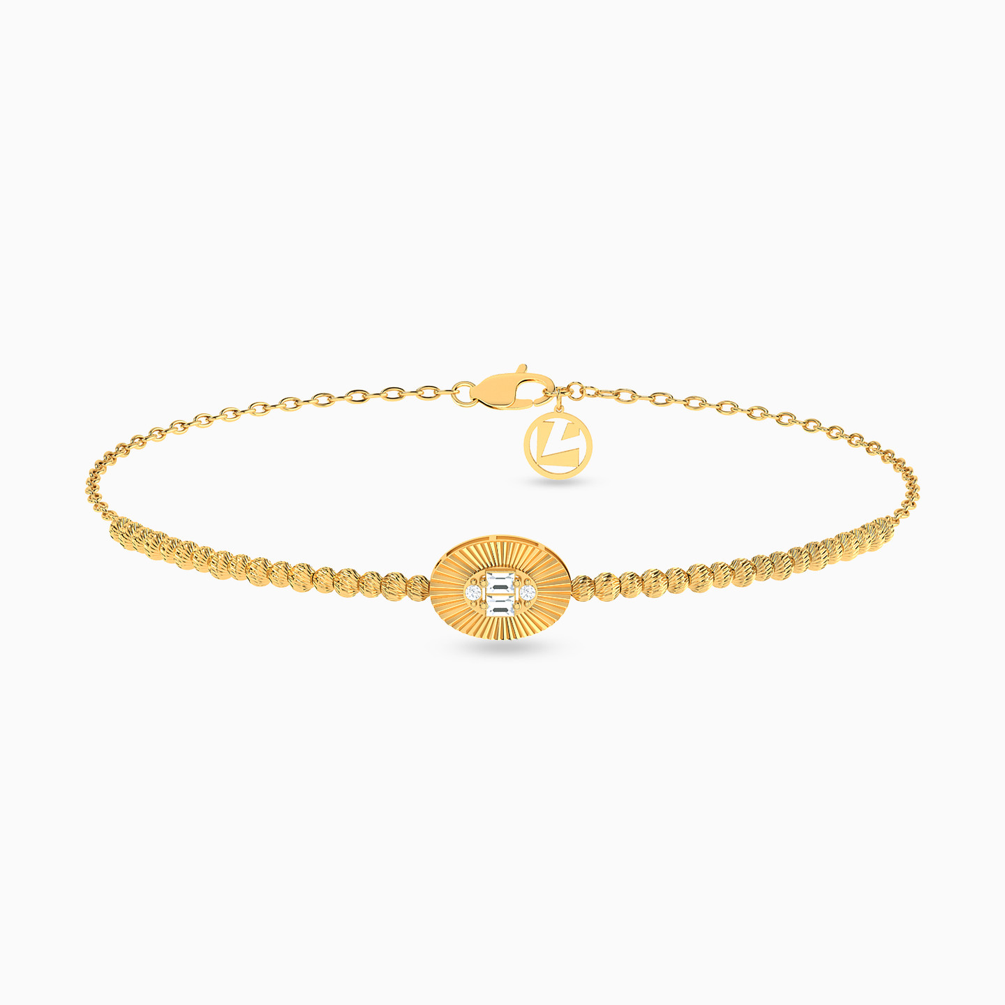 Oval Cubic Zirconia Full Set in 21K Gold (4 Pieces) - 4 Oval Cubic Zirconia Full Set in 21K Gold (4 Pieces) - 4