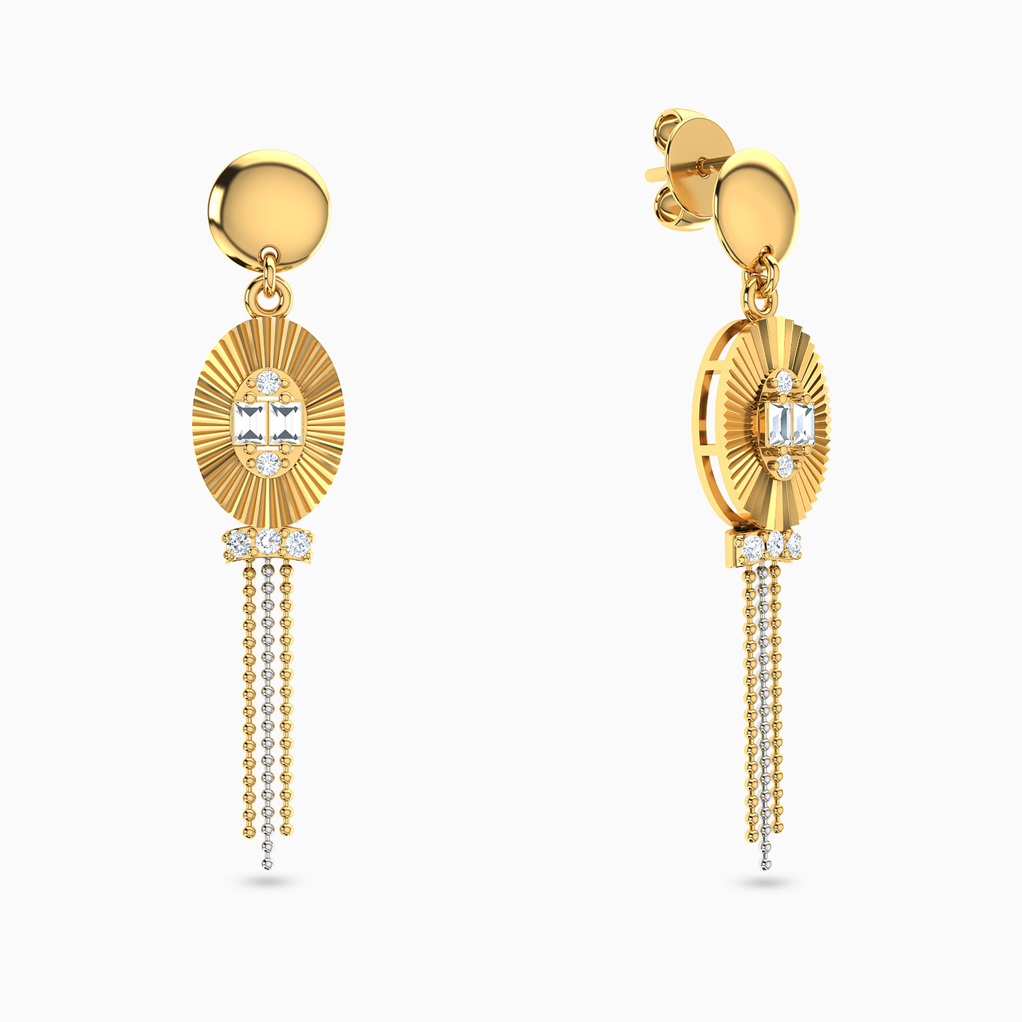 Oval Cubic Zirconia Full Set in 21K Gold (4 Pieces) - 5 Oval Cubic Zirconia Full Set in 21K Gold (4 Pieces) - 5