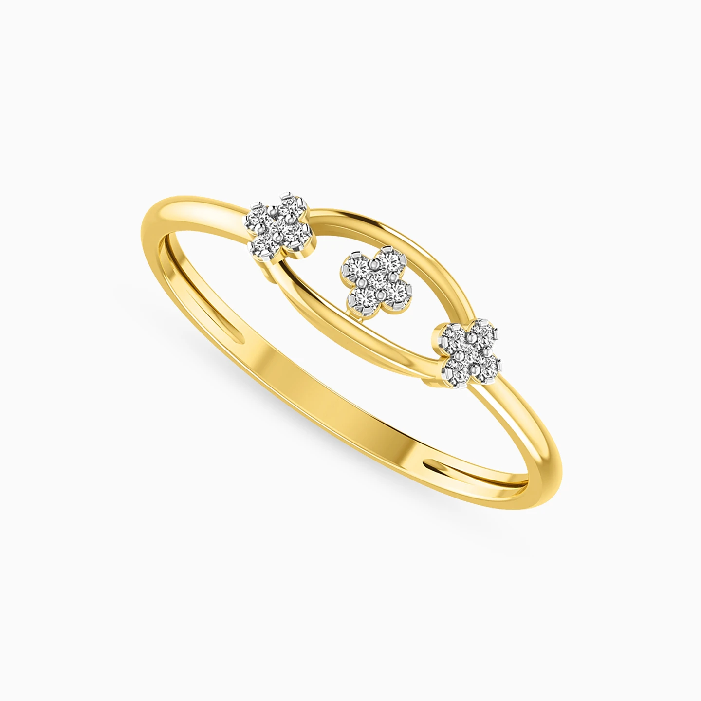 Oval Diamonds Statement Ring in 18K Gold - 2 Oval Diamonds Statement Ring in 18K Gold - 2