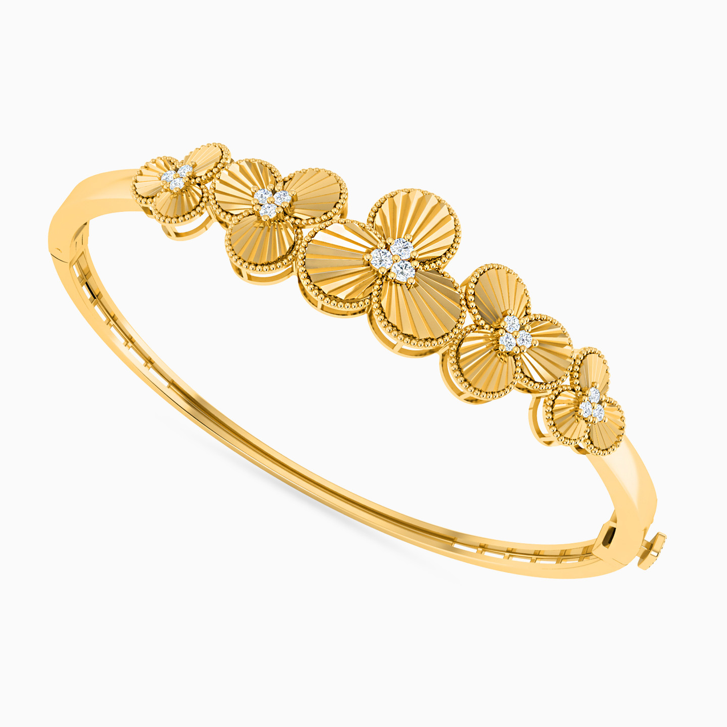Flower Cubic Zirconia Full Set in 21K Gold (2 Pieces) - 2 Flower Cubic Zirconia Full Set in 21K Gold (2 Pieces) - 2