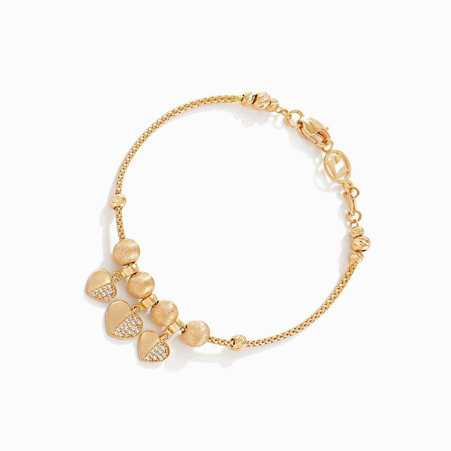 Heart Cubic Zirconia Chain Bracelet in 21K Gold Heart Cubic Zirconia Chain Bracelet in 21K Gold