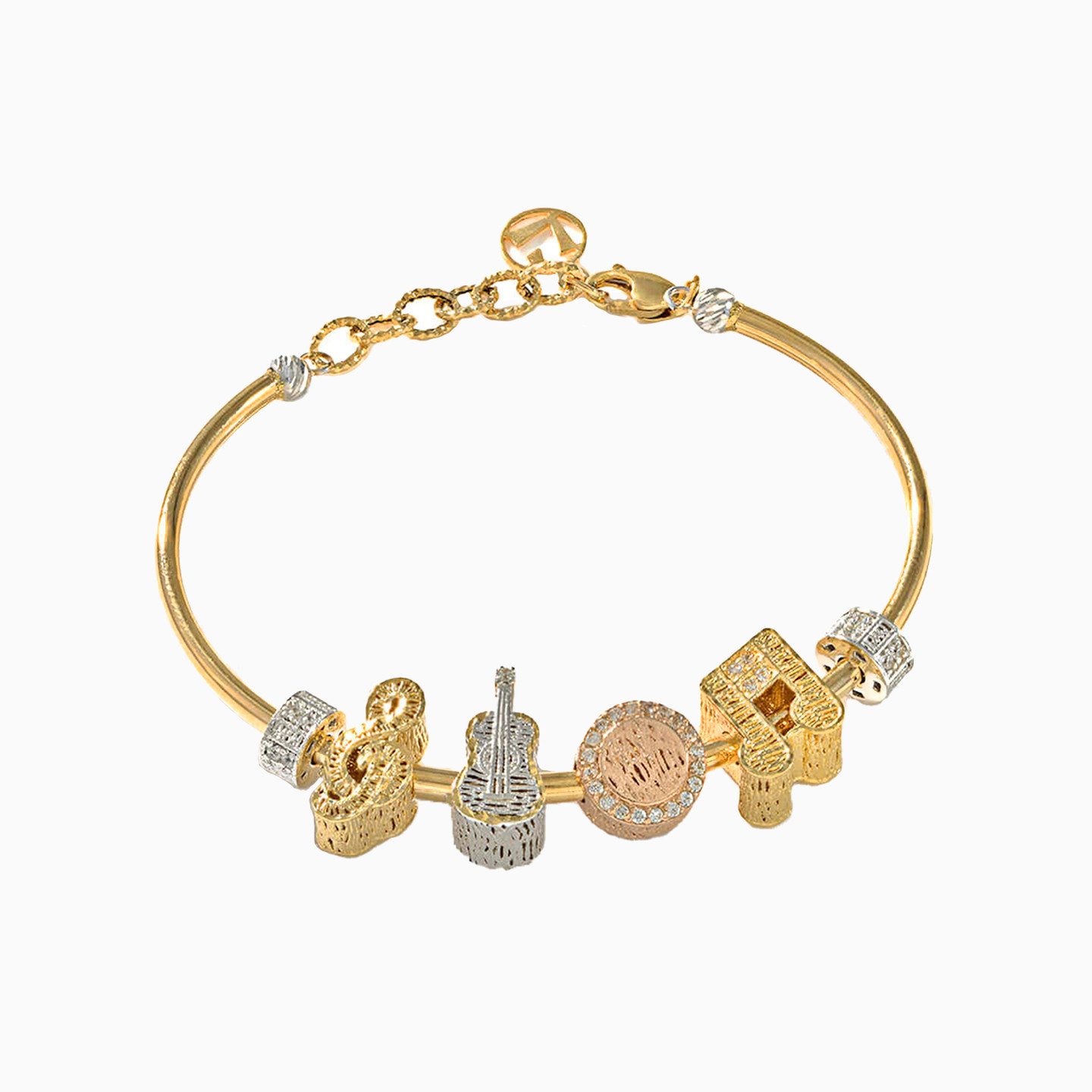 أسورة بسلسلة ذهب نوتة موسيقية عيار 18 قيراط مزينة بأحجار الزركون أسورة بسلسلة ذهب نوتة موسيقية عيار 18 قيراط مزينة بأحجار الزركون