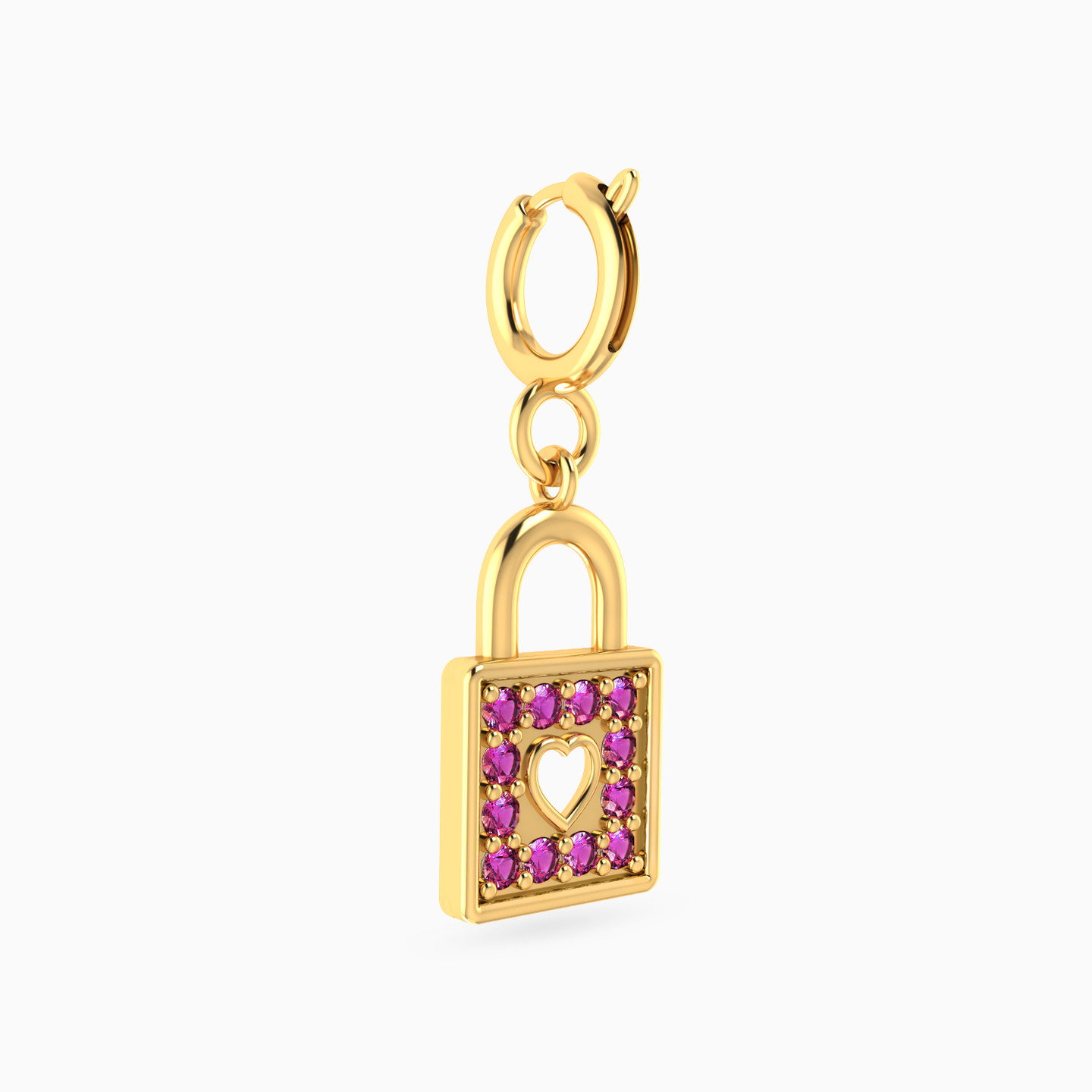 Padlock Rose Stone Charm in 18K Gold - 3 Padlock Rose Stone Charm in 18K Gold - 3