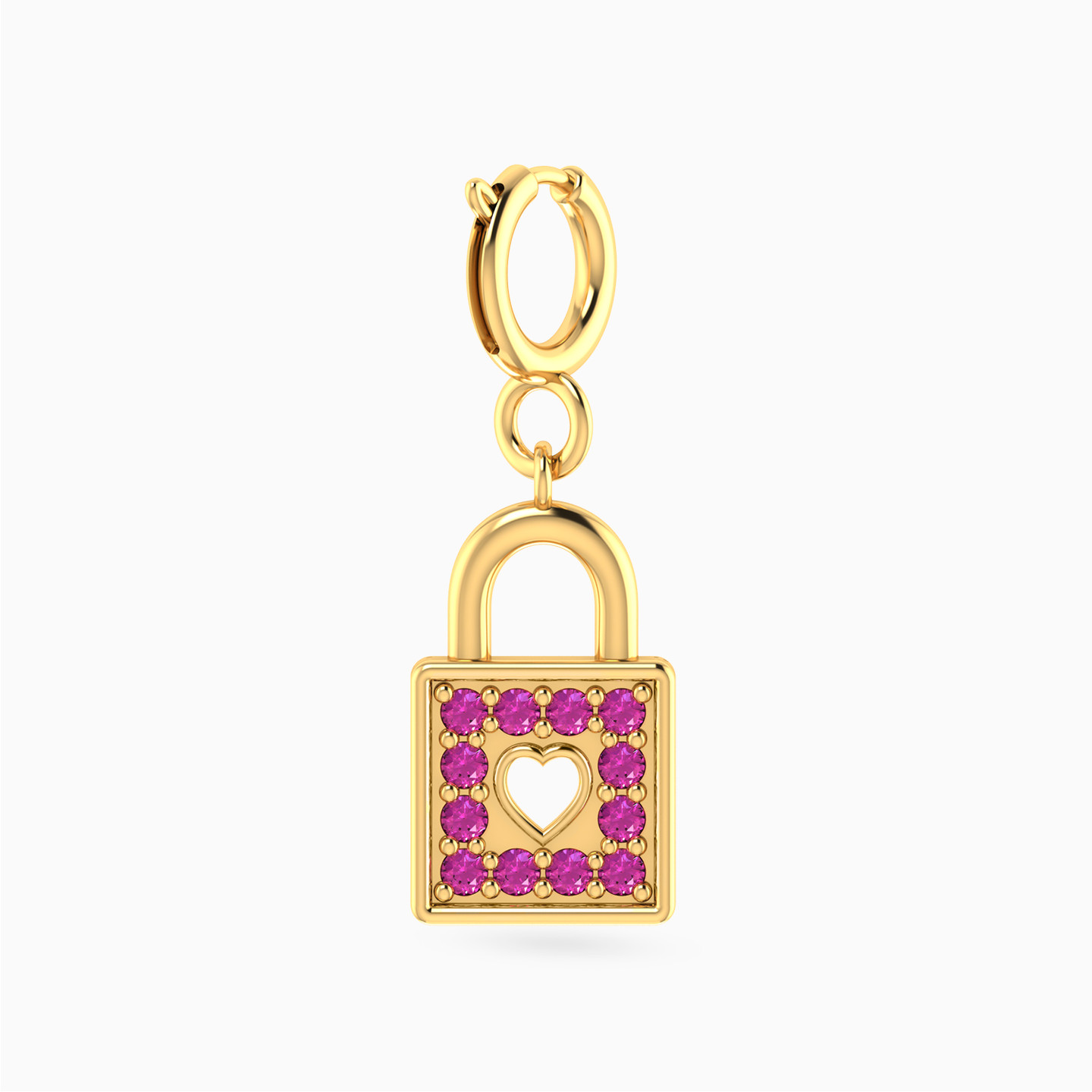 Padlock Rose Stone Charm in 18K Gold Padlock Rose Stone Charm in 18K Gold