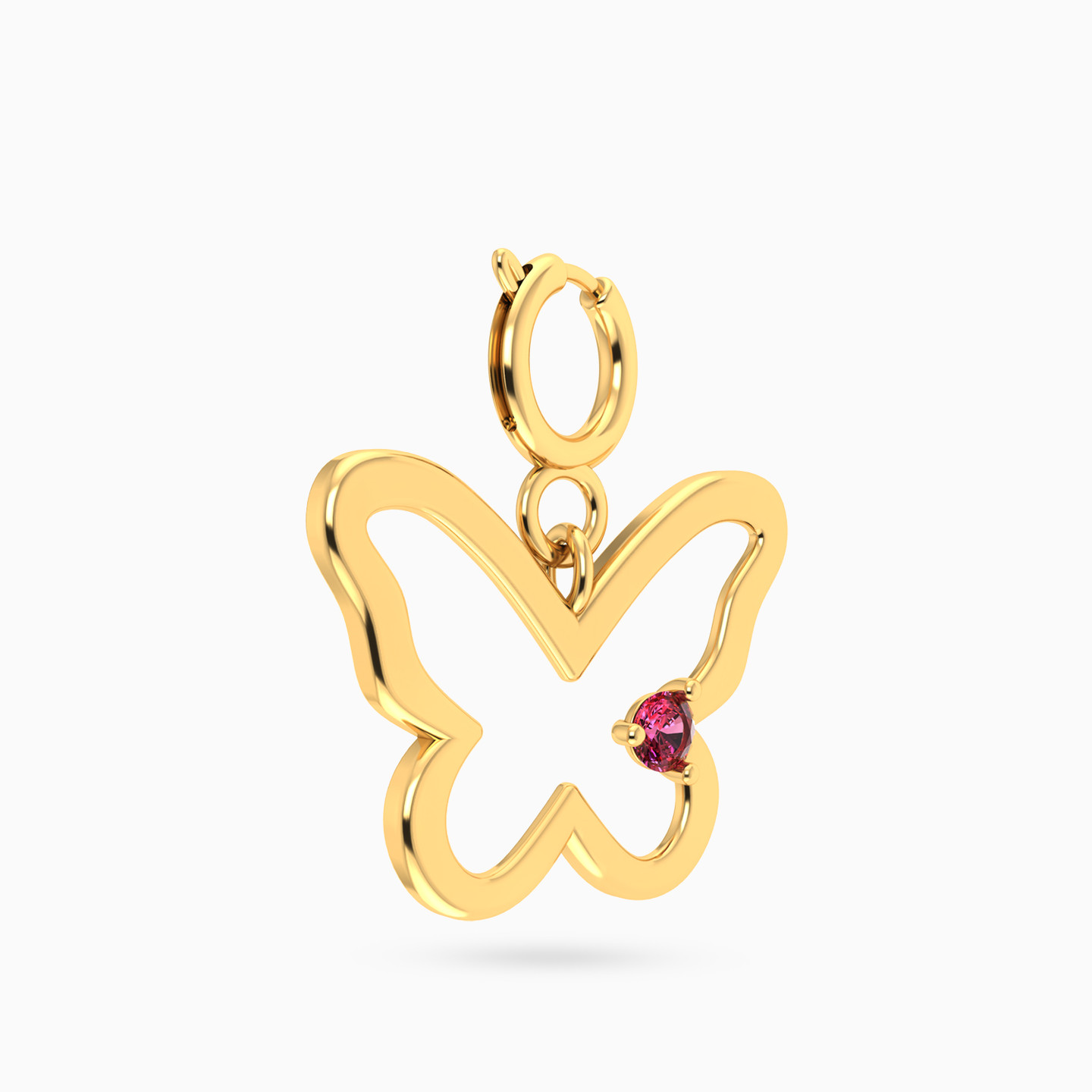 دلاية ذهب فراشة عيار 18 قيراط مزينة بحجر وردي - 3 دلاية ذهب فراشة عيار 18 قيراط مزينة بحجر وردي - 3