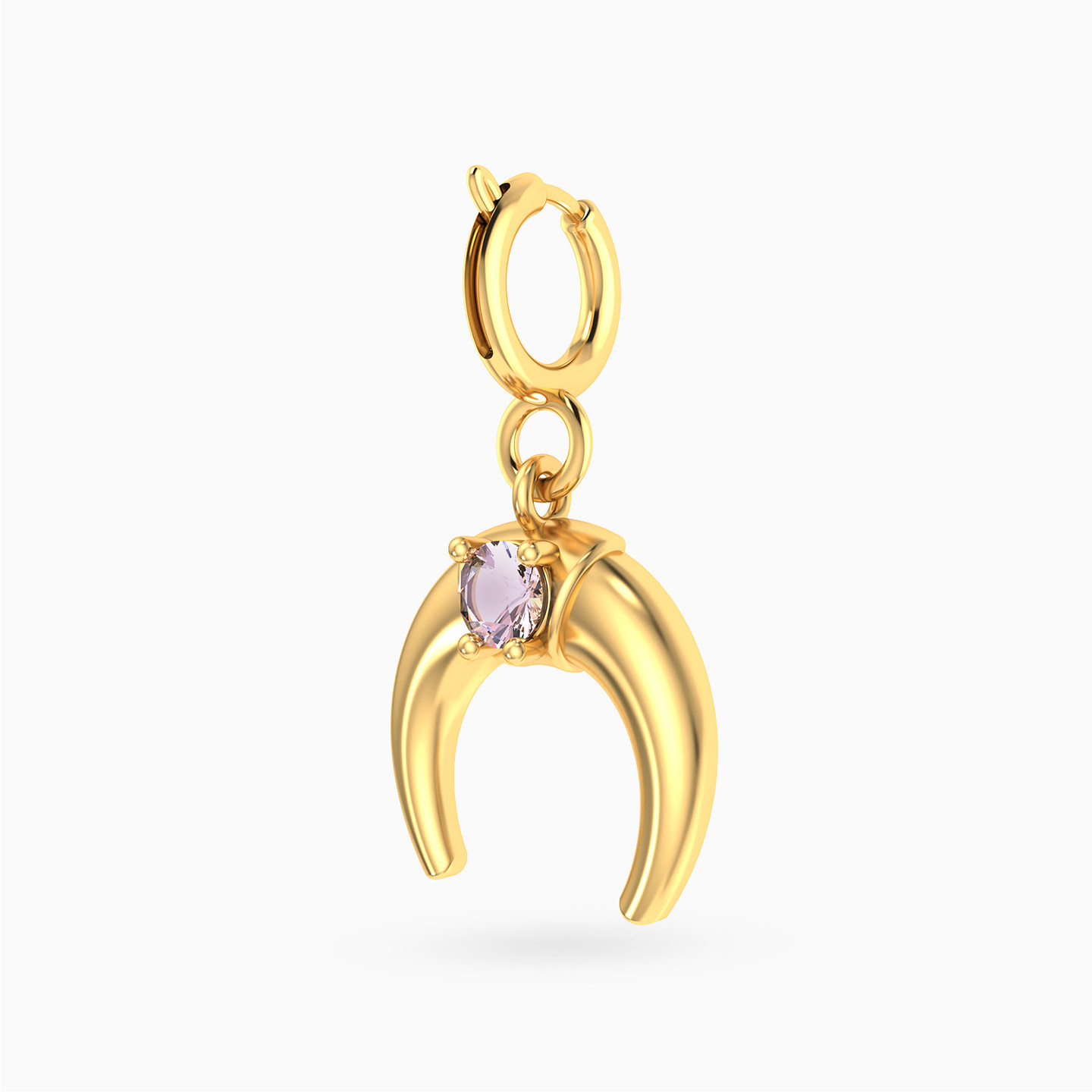 Horseshoe Purple Stone Charm in 18K Gold - 2 Horseshoe Purple Stone Charm in 18K Gold - 2