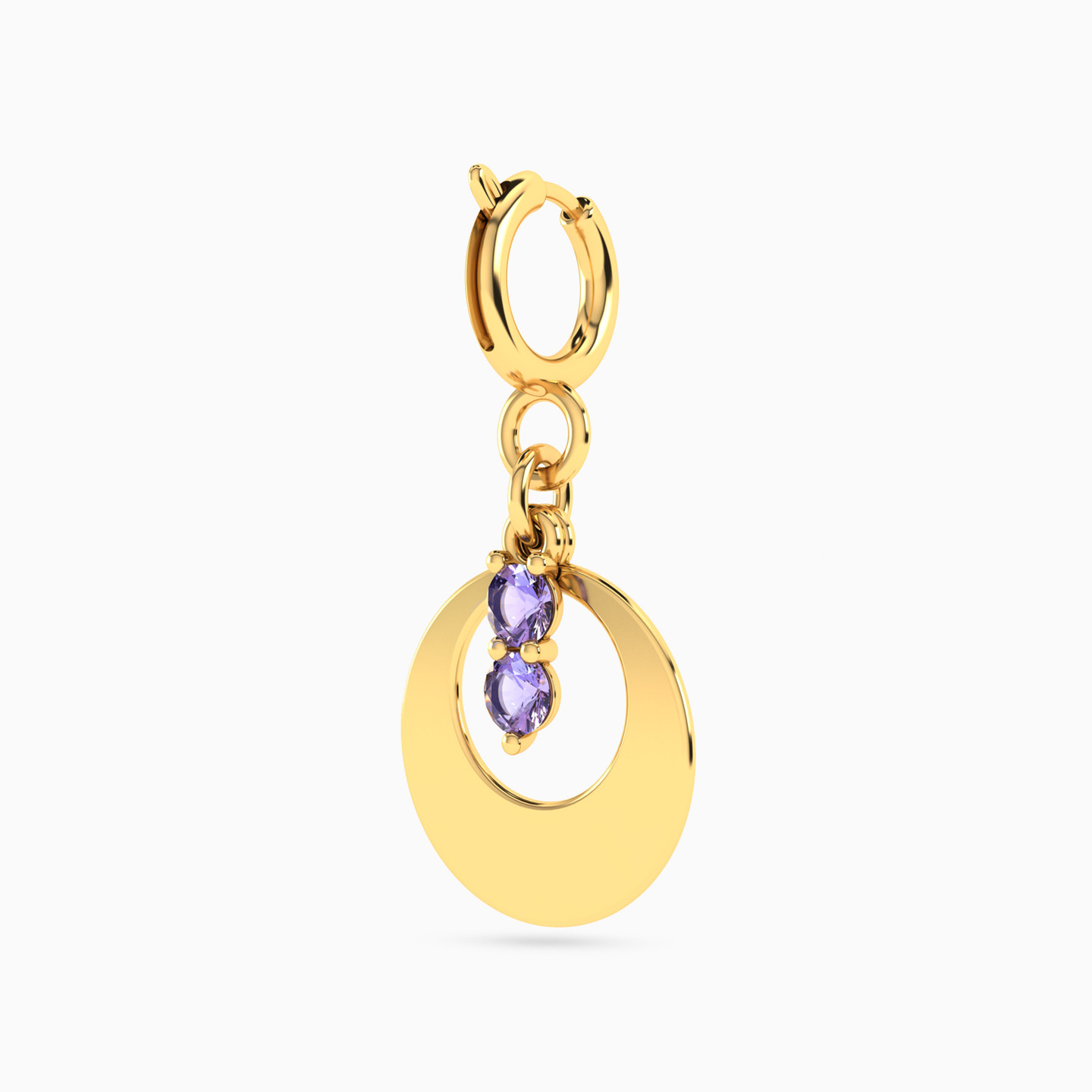Circle Purple Stone Charm in 18K Gold - 2 Circle Purple Stone Charm in 18K Gold - 2